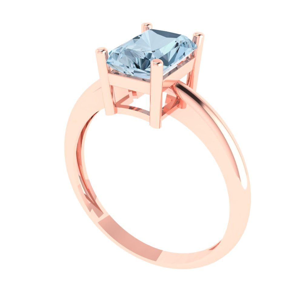 1.75ct Radiant Cut Blue Simulated Diamond Ring for Women - 18K Rose Gold Solitaire Engagement, Wedding, Bridal, Promise & Anniversary Ring | Perfect for Proposals, Weddings, Anniversaries & Special Occasions