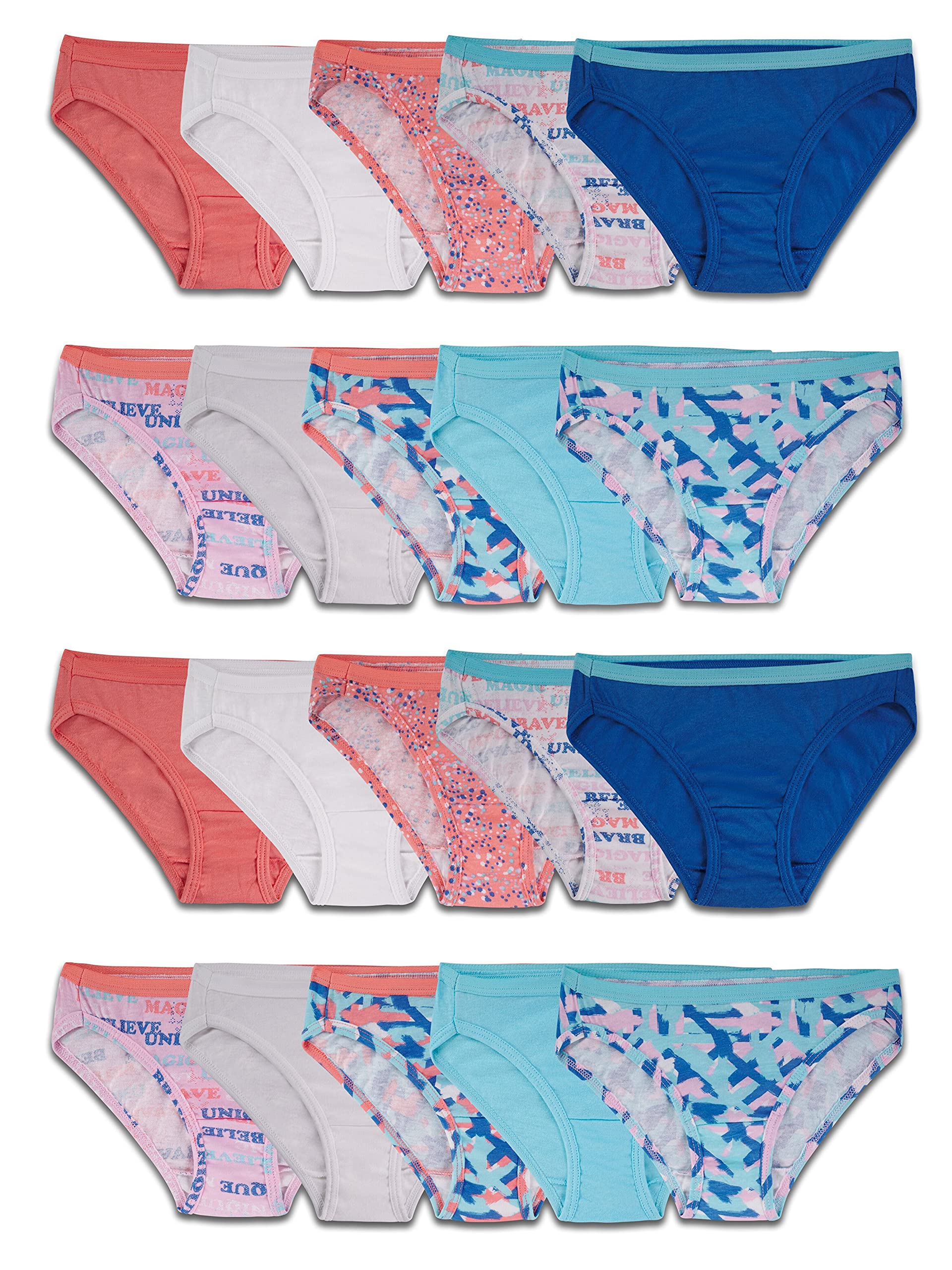 Fruit of the Loom Girls' Cotton Bikini Underwear Multipacks - Soft & Breathable Panties for Kids & Teens - Perfect for School, Sports & Everyday Comfort