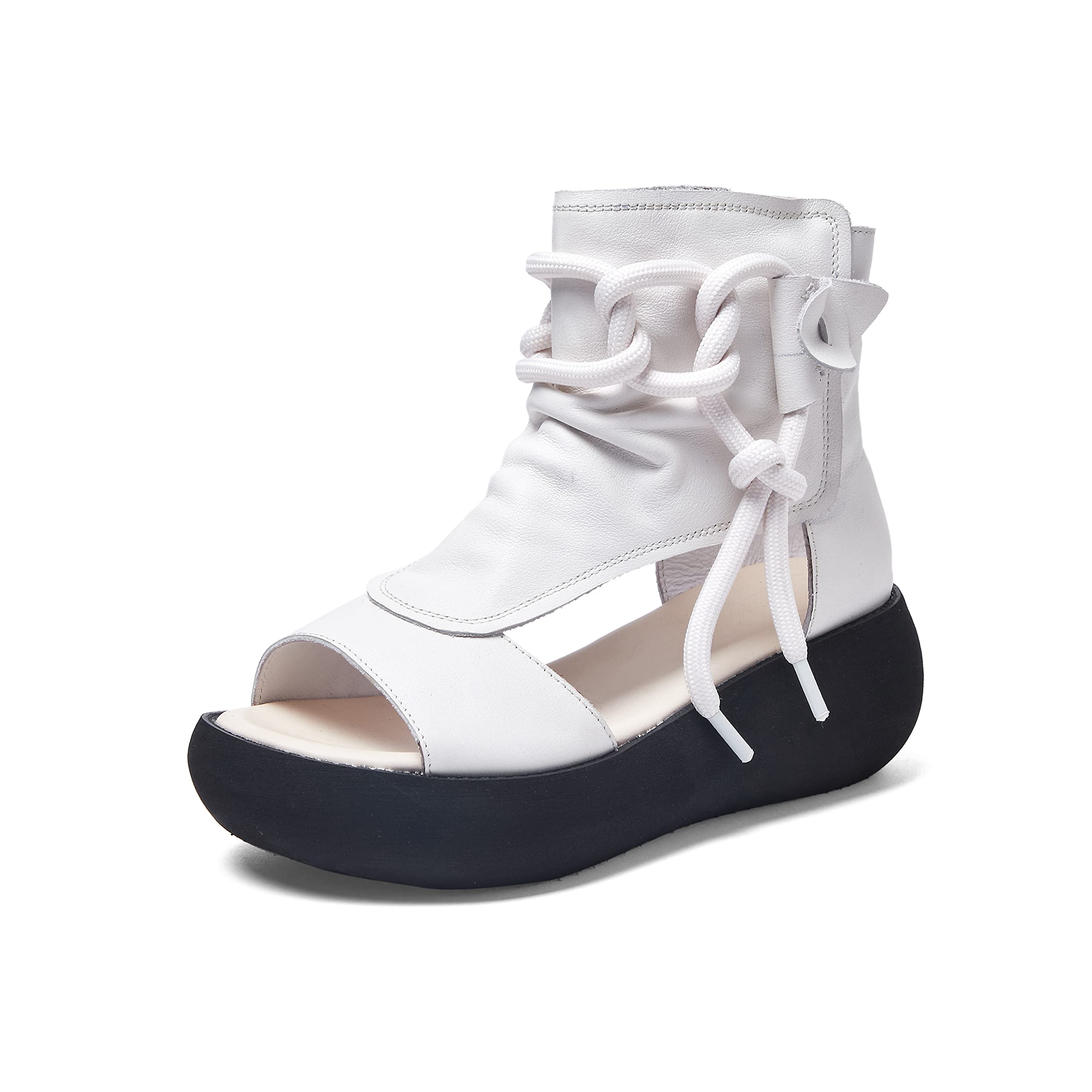 STTIYAF Women's High Top Leather Sandals - Open Toe Boot Sandals for Women | Fashionable Summer Footwear for Beach, Party & Casual Outings
