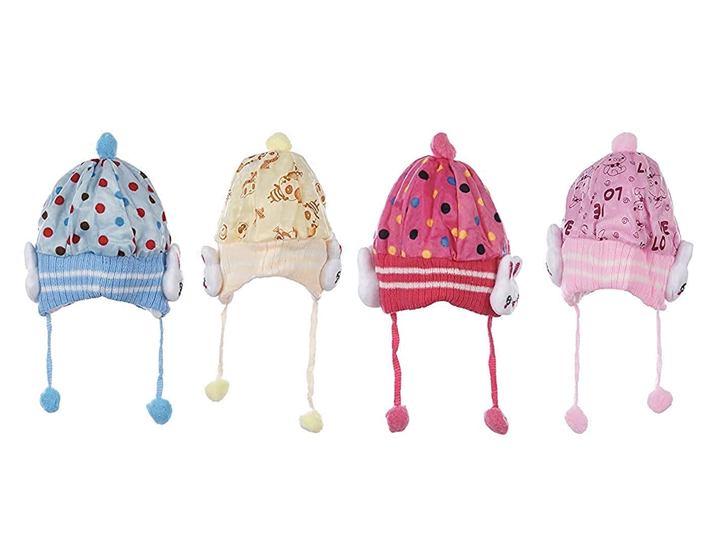 Devil Baby Boy & Girl Soft Woolen Winter Cap with Side Ear Protection - Warm & Cozy Infant Hat for 0-18 Months - Perfect for Outdoor Winter Activities, Stroller Walks & Photoshoots