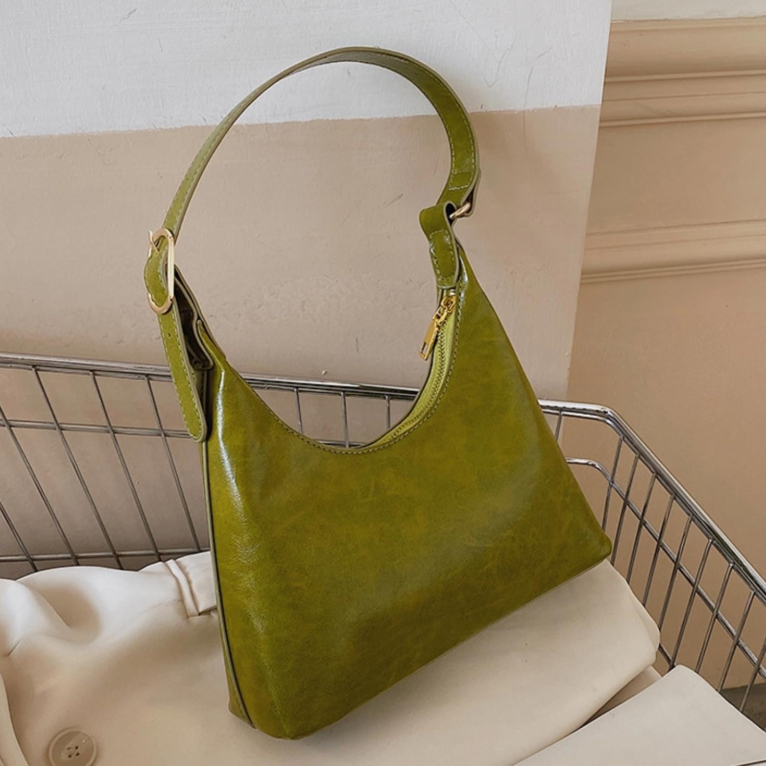 Trendy 2024 Women's Small Shoulder Purse - PU Leather Retro Crescent Clutch Handbag, Cute Everyday Hobo Bag for Work, Travel & Date Night