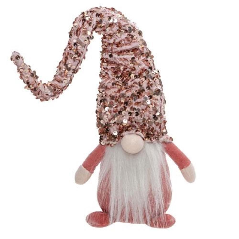 Sparkling Pink Sequin Gnome with Long Hat - Festive Holiday Decor for Christmas Tree, Party & Home Decoration