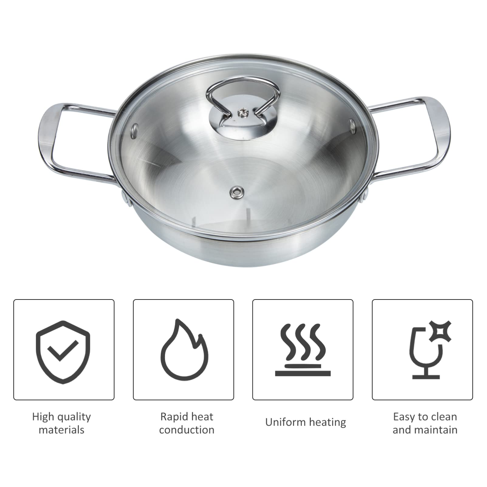 ERINGOGO Mini Ramen Soup Pot with Stainless Steel Lid - Double Handle Cooking Pan for Home & Restaurant Use | Perfect for Ramen, Pho, Hot Pot & Everyday Cooking