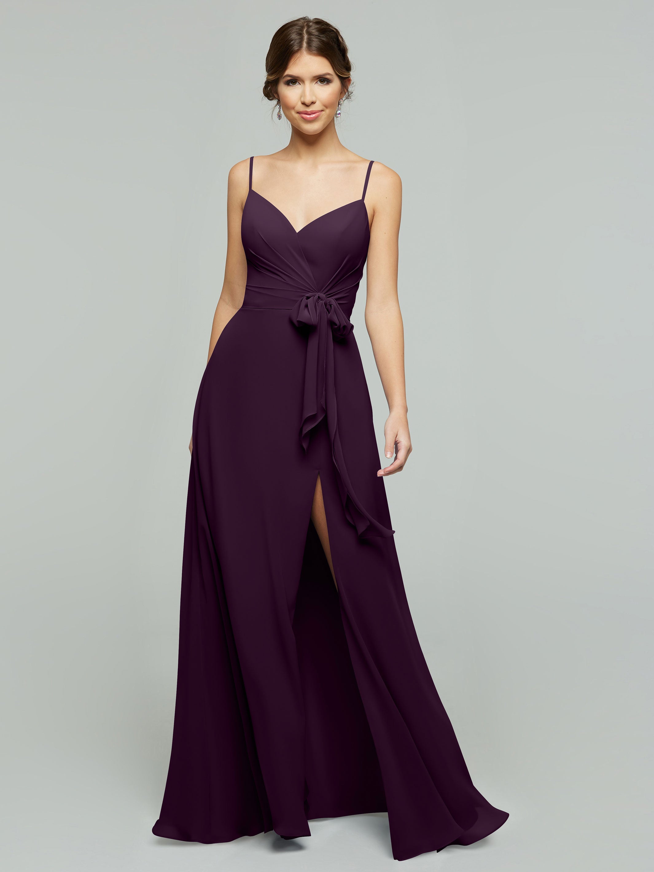 Elegant 80182 Chiffon A-Line Bridesmaid Dress with V-Neck & Spaghetti Straps - Perfect for Weddings, Prom, Formal Events & Special Occasions