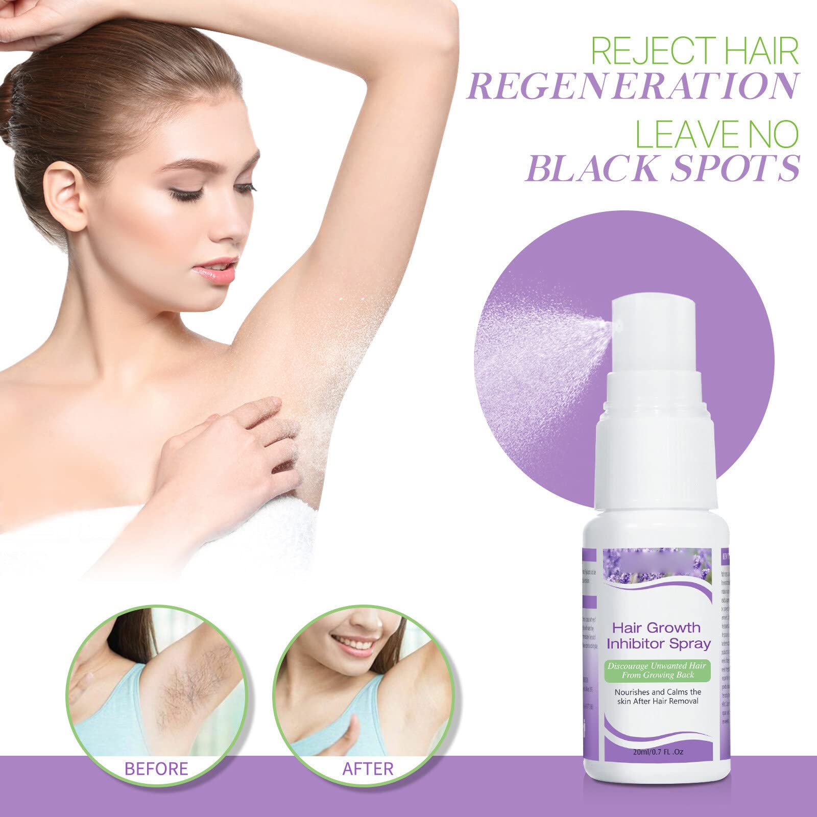 LICHENGTAI Hair Growth Inhibitor Cream - Natural Hair Removal Spray for Women & Men | Stops Unwanted Hair Growth on Body, Face, Arms, Legs, Armpits, Lips & Chest | Long-Lasting Smooth Skin Solution for Home & Salon Use