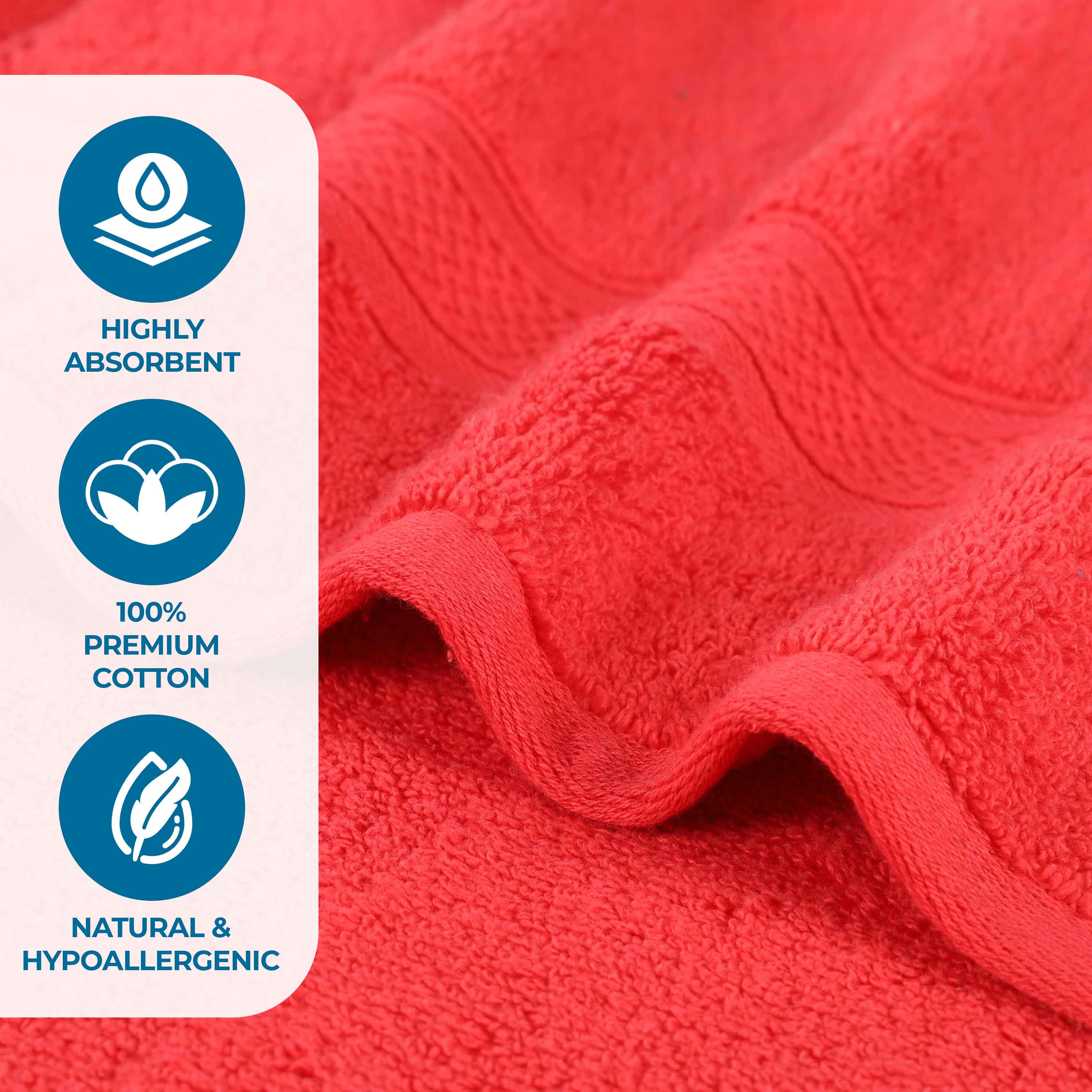 Premium 100% Zero Twist Cotton Hand Towels - Set of 6 | Soft & Absorbent Solid & Jacquard Chevron Design | Perfect for Bathroom, Kitchen & Guest Use