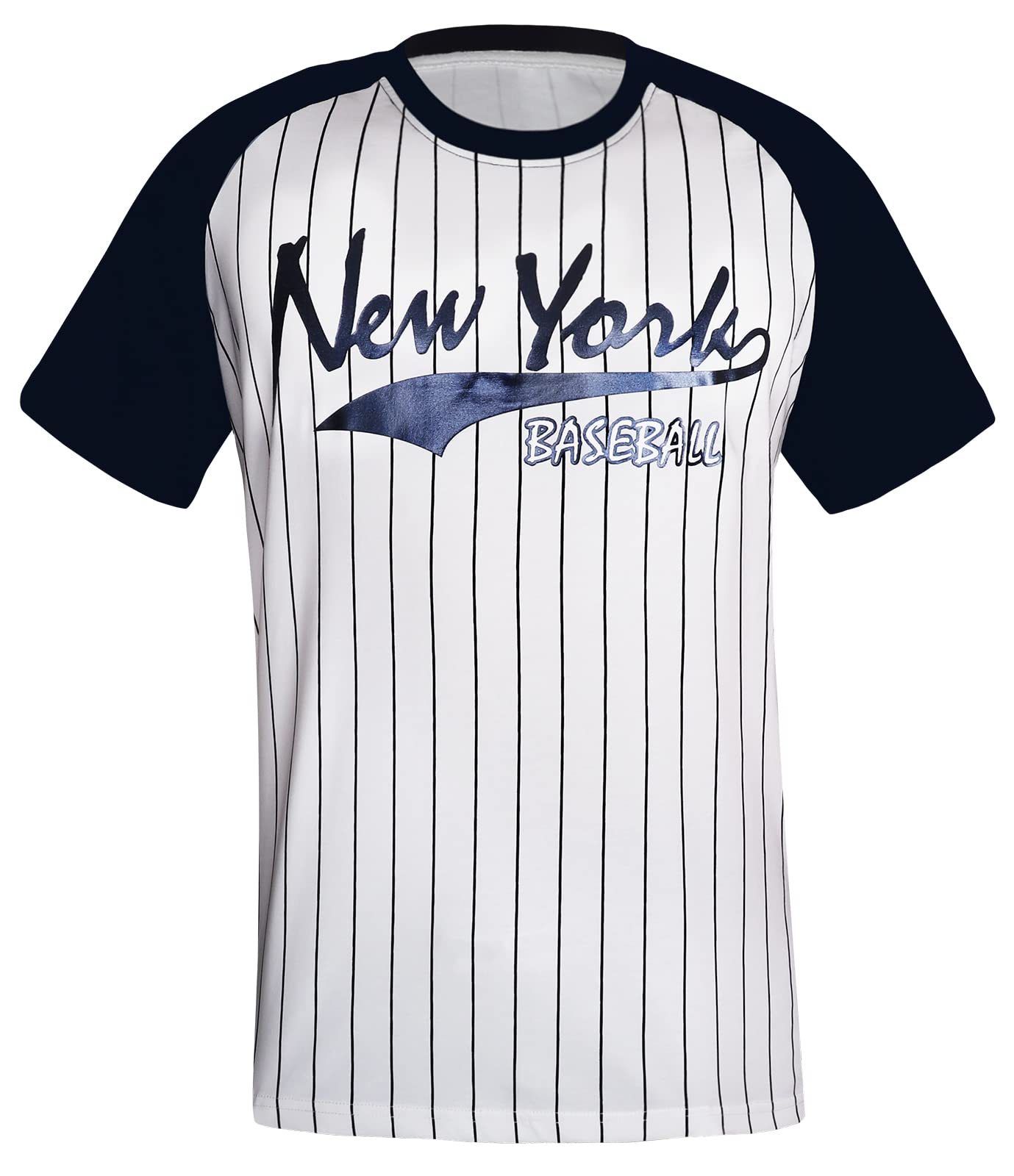 Men's Baseball Fan Crewneck Raglan T-Shirt - White & Navy - Comfortable Casual Wear for Game Day & Street Style