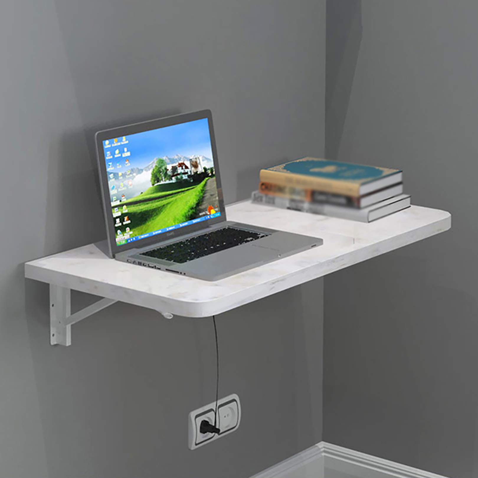 Foldable Wall Mounted Floating Desk - Space Saving Study Table for Garage, Shop, Home Office & Workshop - Easy Assembly Folding Table for Small Spaces & Multipurpose Use