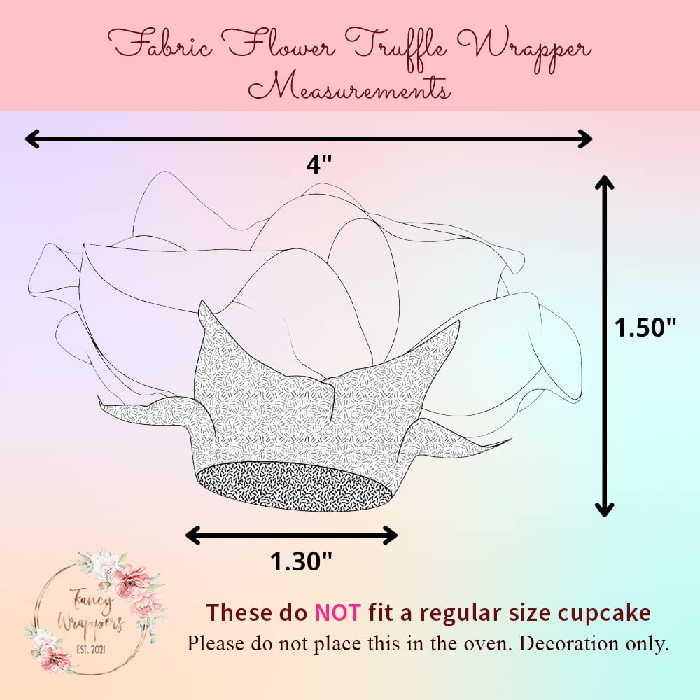 24 Elegant Fabric Flower Truffle Wrappers with Pearl Accents | Mini Cupcake Liners for Wedding Favors | Chocolate Covered Strawberry Supplies | Strawberry Shaped Liners for Desserts | Brigadeiro Molds | Perfect for Weddings, Baby Showers & Party Decorations