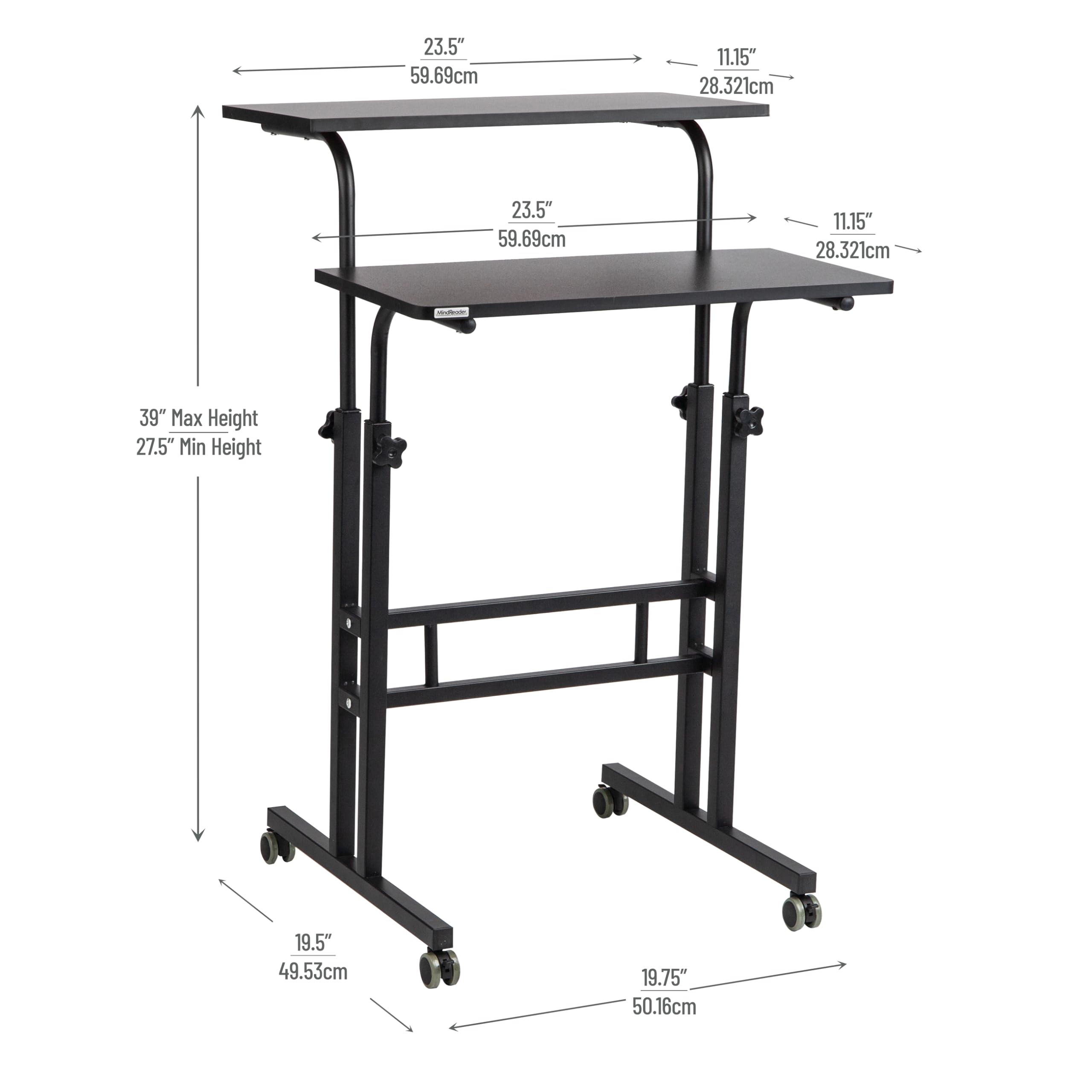Adjustable Height Standing Desk with Wheels - 23.5