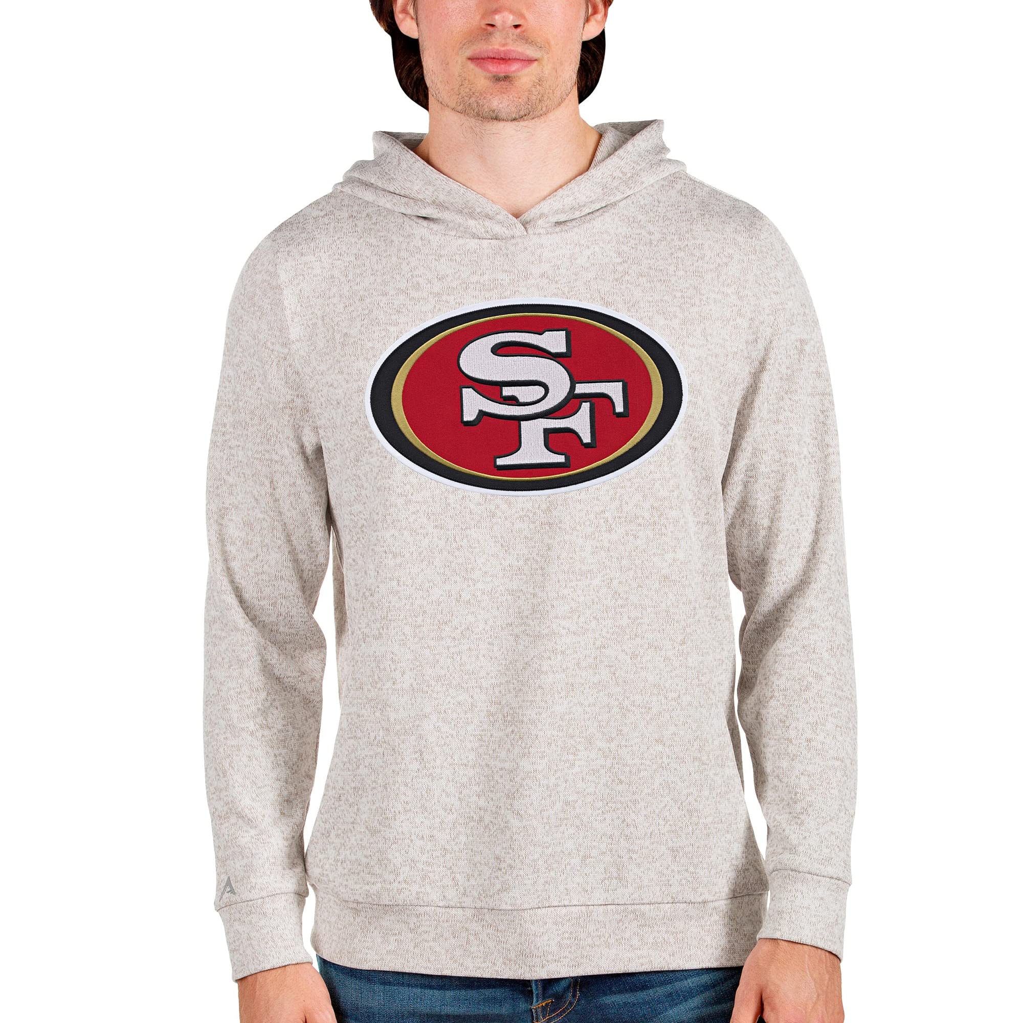 Antigua Men's Heathered Team Absolute Pullover Hoodie - Soft Cotton Blend Fleece Sweatshirt for Casual Wear, Gym & Outdoor Activities
