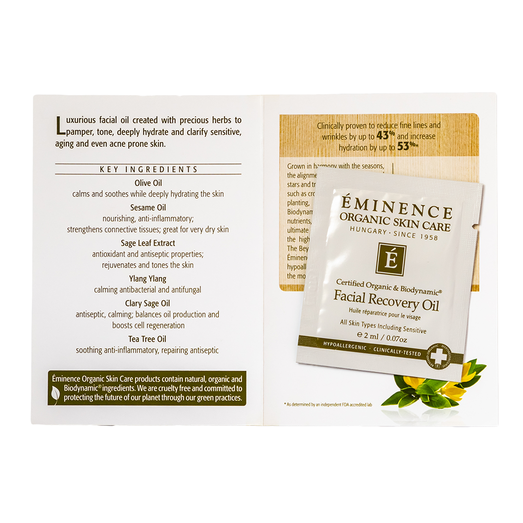 Eminence Organics Facial Recovery Oil - Organic Anti-Aging Face Oil for Dry Skin, Wrinkles & Radiance | Daily Moisturizer for Women & Men | Perfect for Night Routine & Spa Treatments