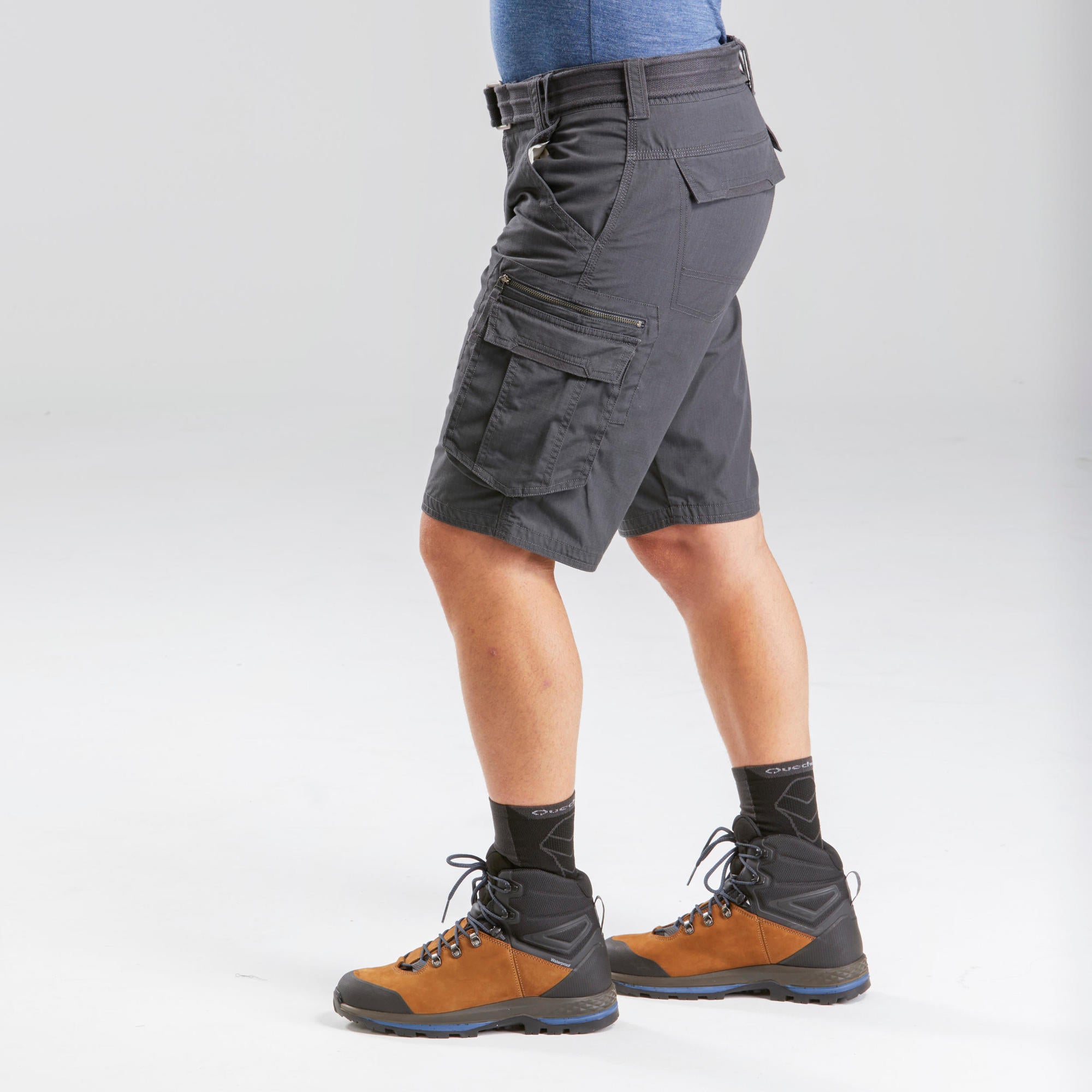 Forclaz Men's Travel 100 Cargo Shorts - Lightweight Quick-Dry Hiking Shorts with Multiple Pockets for Outdoor Adventures, Camping & Travel