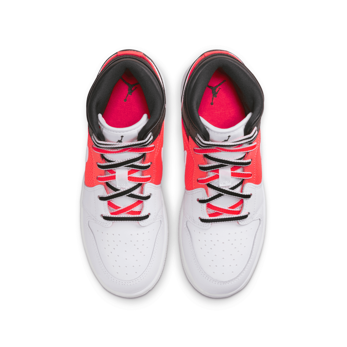 Kids Air Jordan 1 Mid SE Sneakers - White Black Infrared Basketball Shoes for Boys & Girls | Comfortable Athletic Shoes for School, Sports & Casual Wear