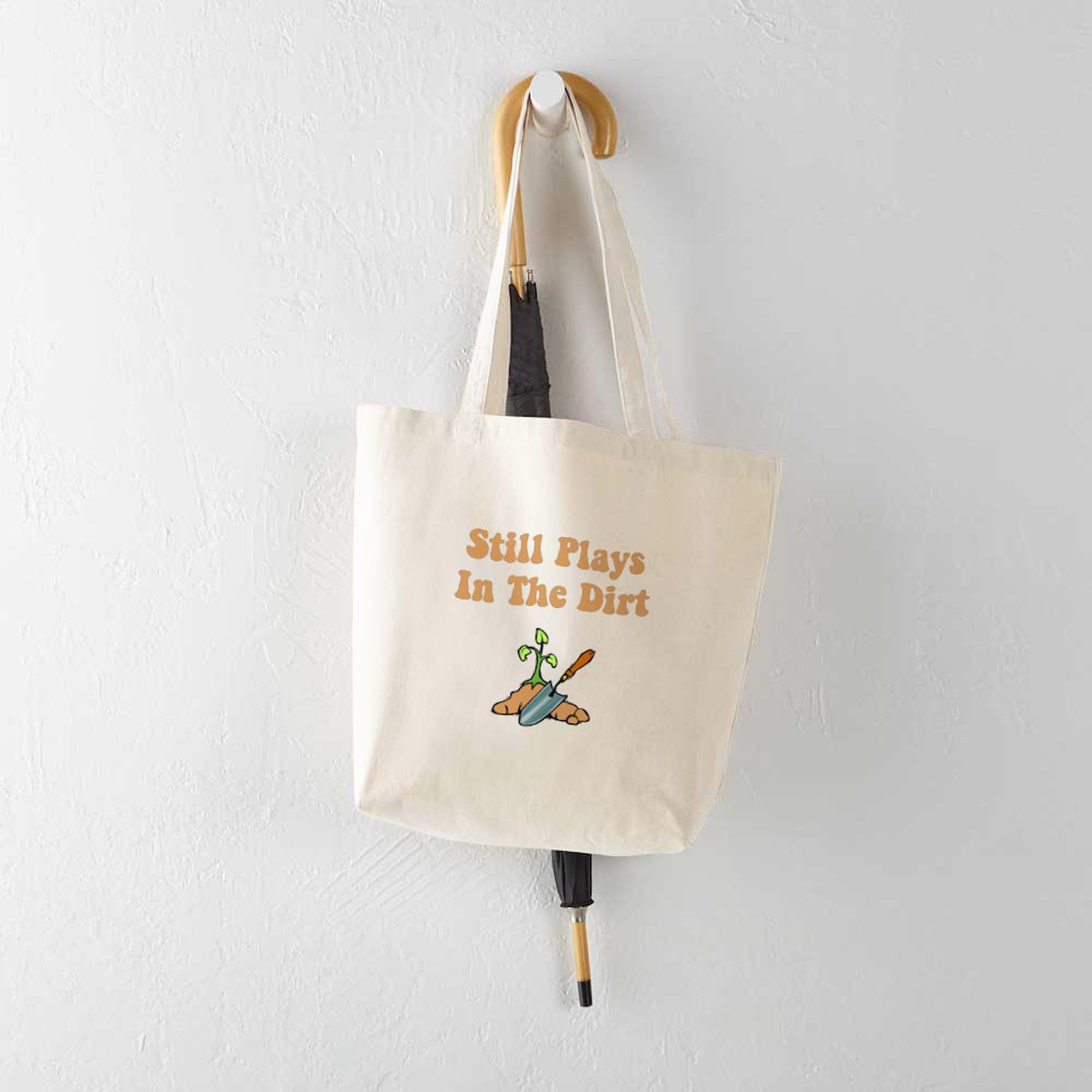 Eco-Friendly Natural Canvas Tote Bag - Still Plays In The Dirt Design | Reusable Grocery Shopping Bag & Beach Tote | Perfect for Farmers Markets, Groceries & Outdoor Adventures