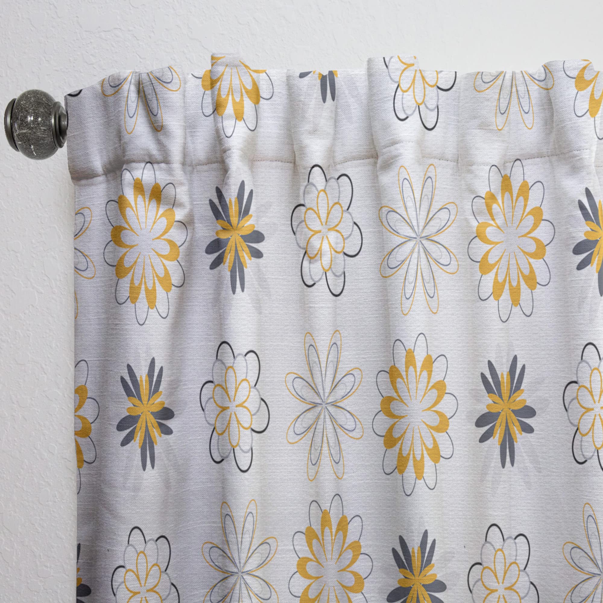 DesignQ Thermal Insulated Curtains - Retro Floral Pattern VIII - 52x90 Inch Single Panel for Bedroom & Living Room - Blackout Drapes for Home Decor, Energy Saving & Privacy Protection