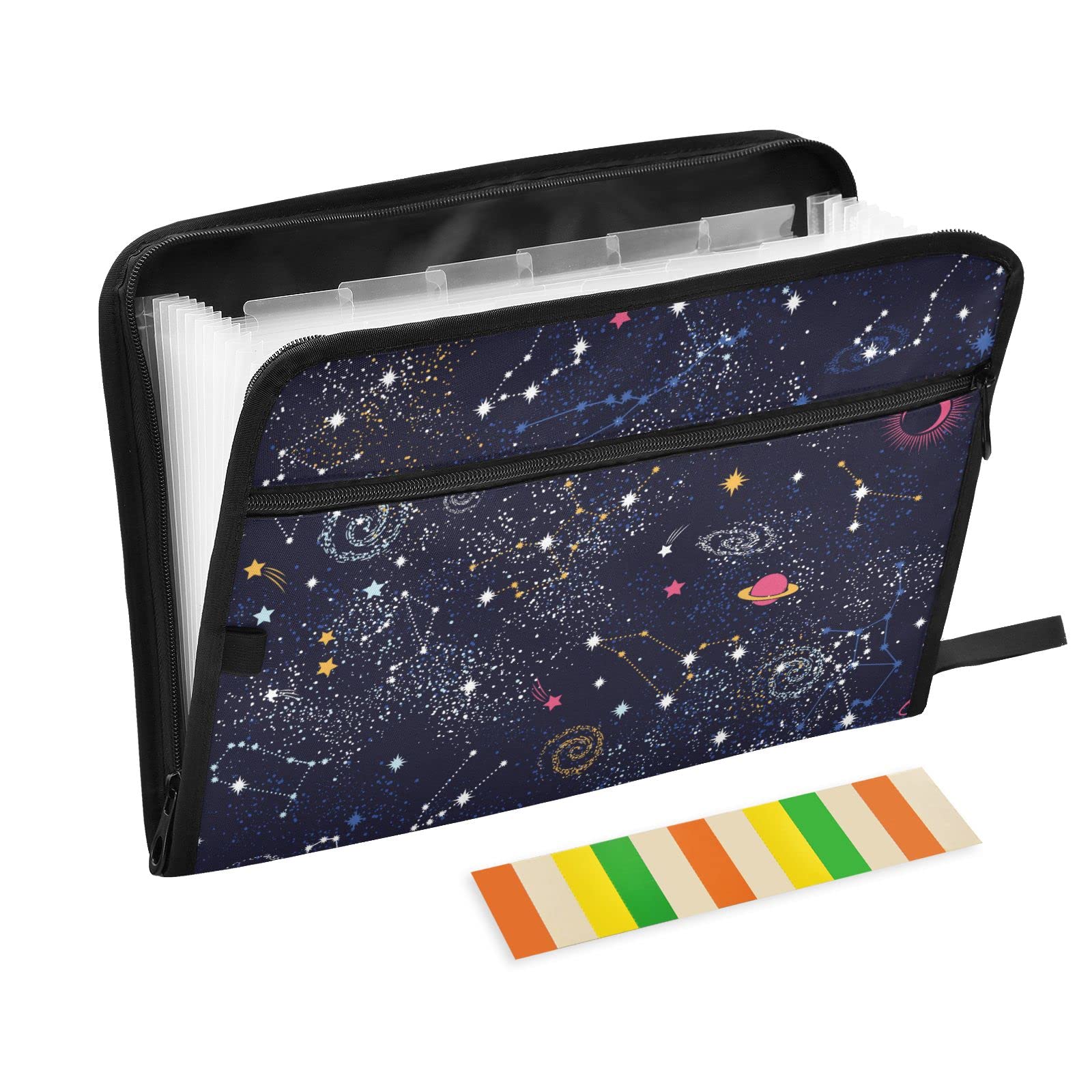 13-Pocket Expanding File Organizer with Labels - Portable Document Receipt Storage for Office, Home & School - Expandable Galaxy Design for Bills, Letters & Paperwork