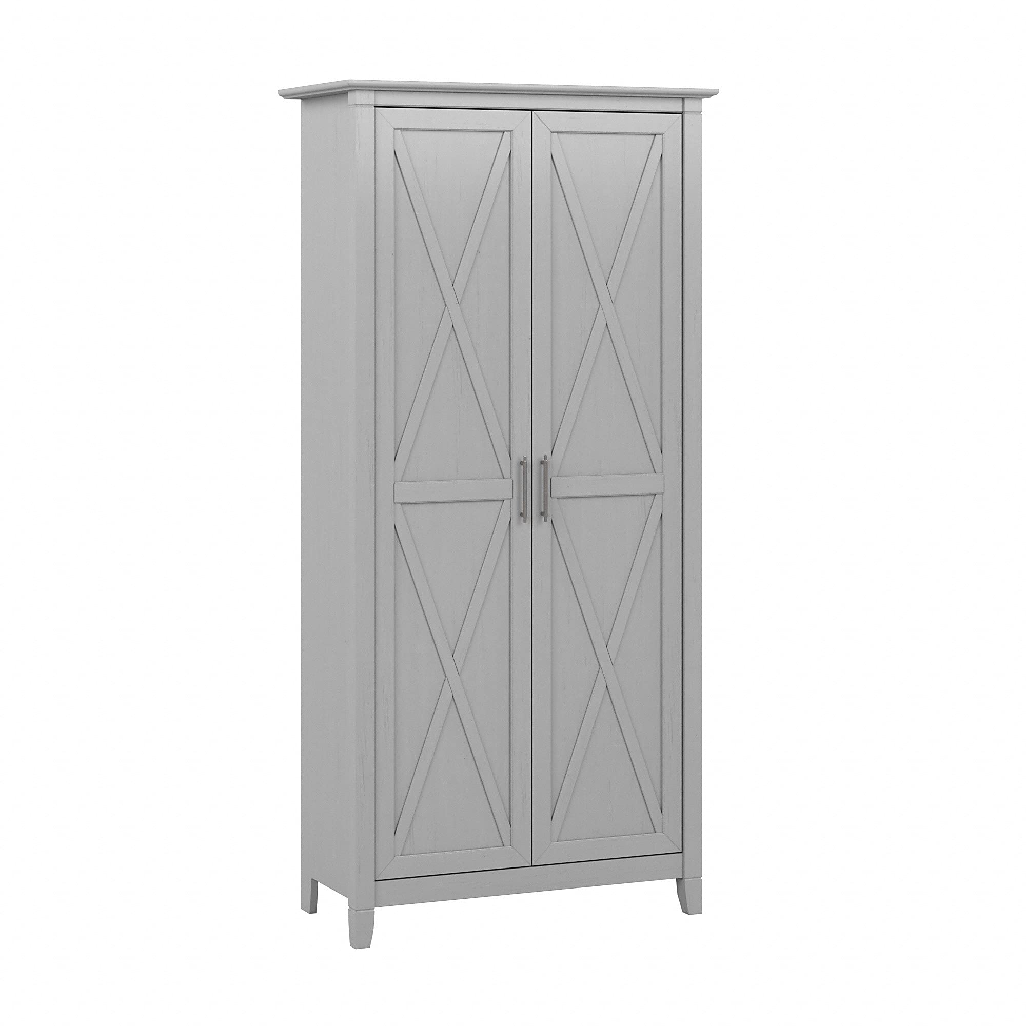 Bush Furniture Key West Kitchen Pantry Cabinet in Cape Cod Gray - Stylish Storage Solution for Kitchen, Dining Room, or Pantry Organization