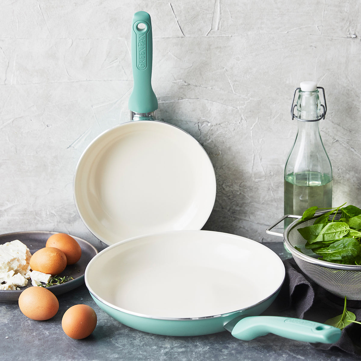 Rio Ceramic Nonstick 8 and 10 Inch Fry Pan Set - Turquoise | PFOA-Free Cookware for Healthy Cooking | Perfect for Frying, Sautéing & Everyday Meals