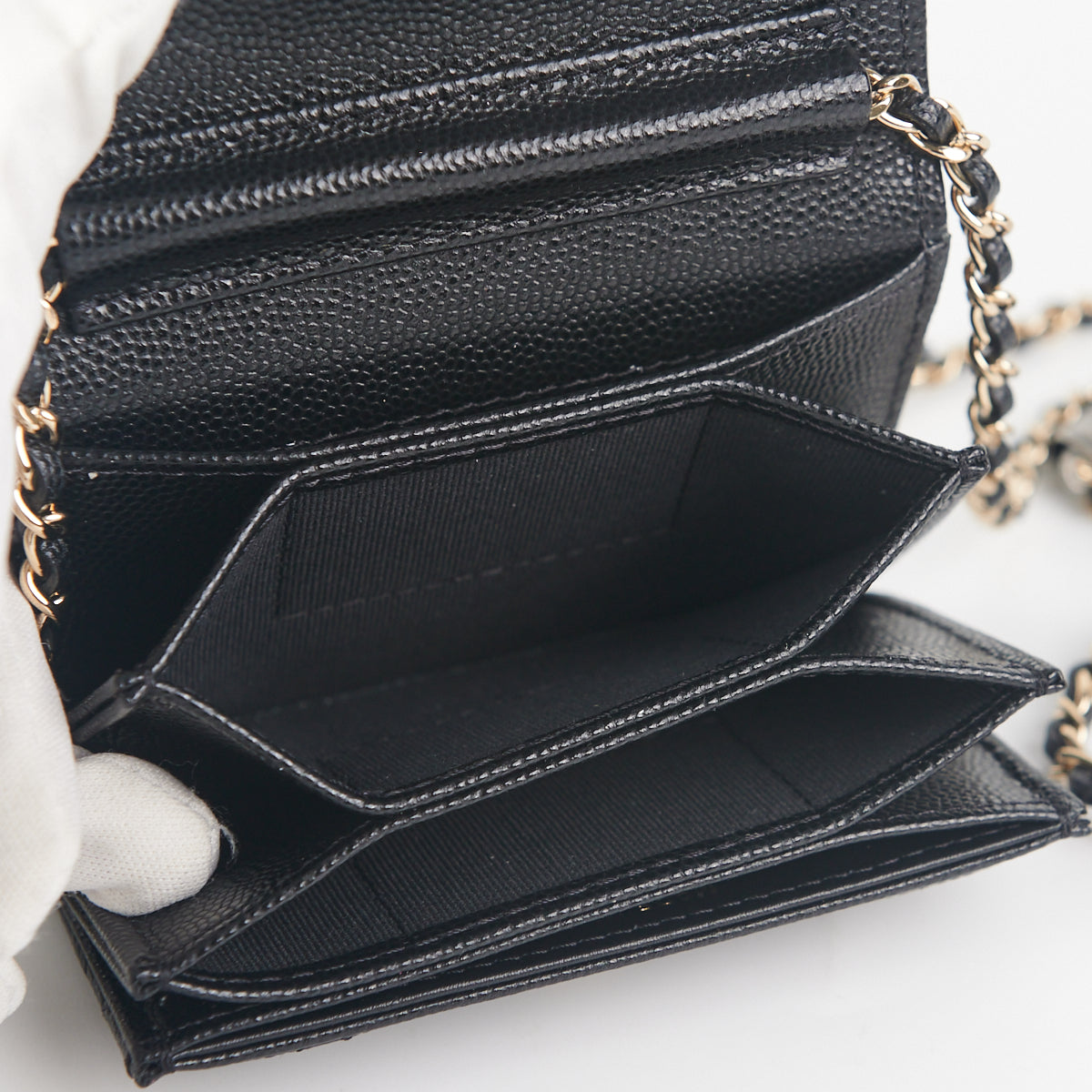 Chanel Quilted Caviar Leather Cardholder on Chain - Black Luxury Wallet for Women | Perfect for Everyday Use, Parties & Travel