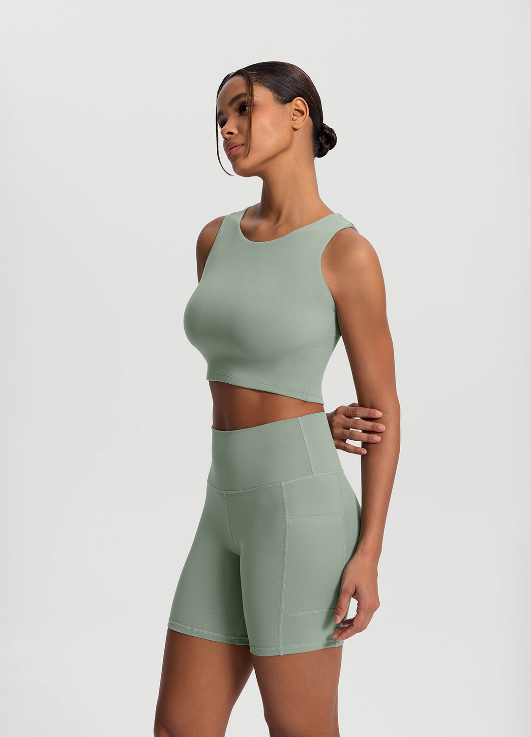 High Neck Cropped Tank Top for Women - Summer Workout Yoga Running Tops - Stretchy Breathable Fitness Shirt for Gym, Lounge & Casual Wear