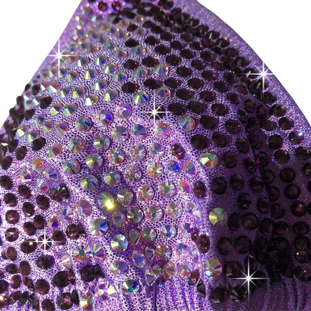 Stunning Purple Lavender Rhinestone Bikini - Competition Swimsuit for NPC Bikini Contest | High-Quality Stagewear for Bodybuilding & Fitness Pageants