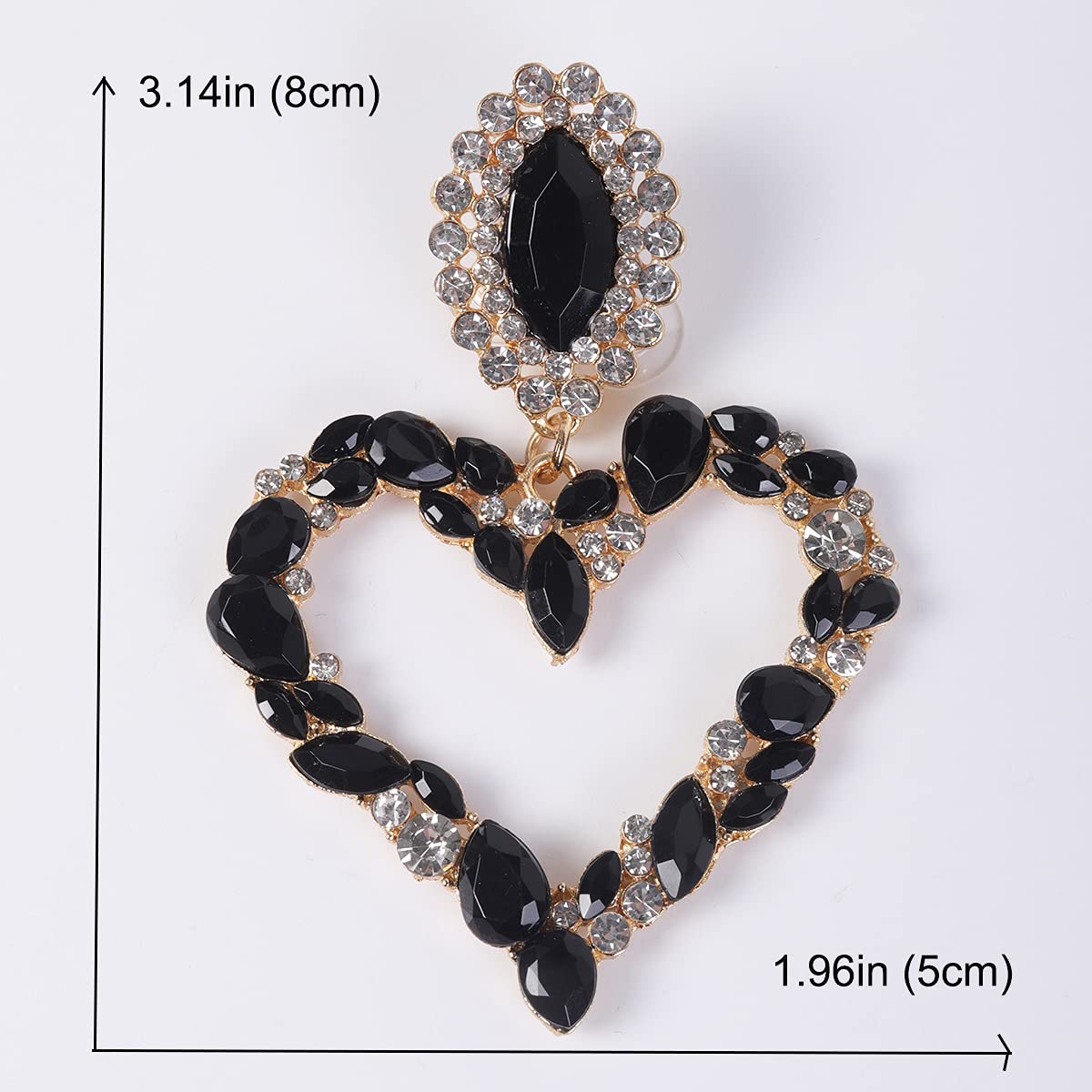 Xerling Large Heart Rhinestone Crystal Dangle Earrings - Elegant Statement Drop Earrings for Women | Perfect for Brides, Weddings, Parties & Special Occasions