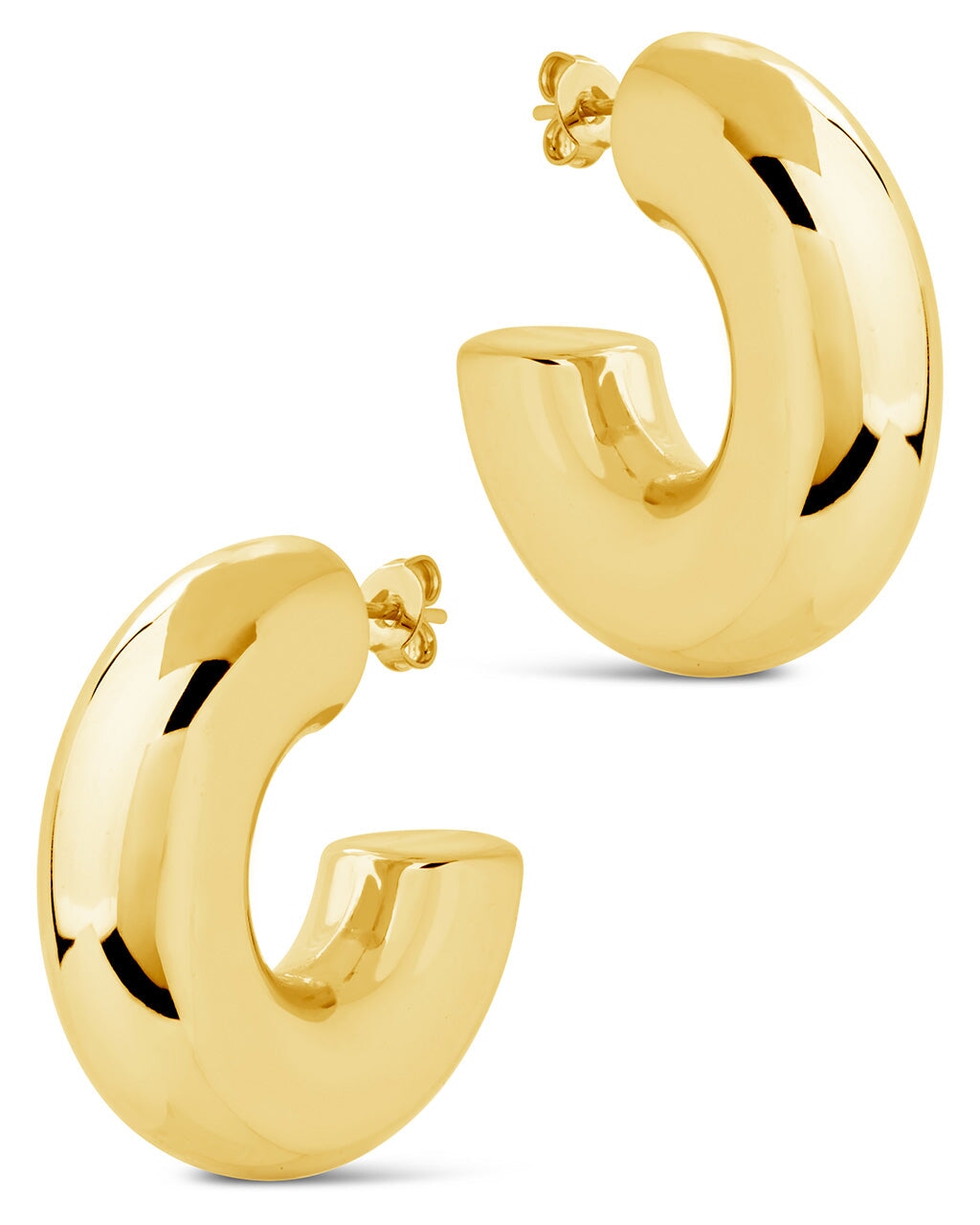 Wynonna Polished Tube Hoop Earrings for Women - Sterling Silver Chunky Hollow Hoop Earings - Elegant Everyday Jewelry for Work, Party & Special Occasions
