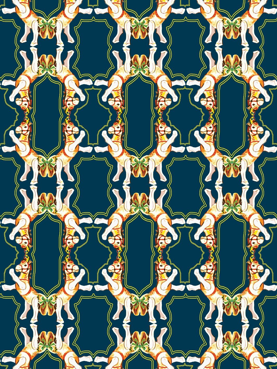 Fisher Price™ 'Horse Arc' Navy Blue Wallpaper - Nursery Decor, Kids Room Wall Covering for Playrooms & Bedrooms