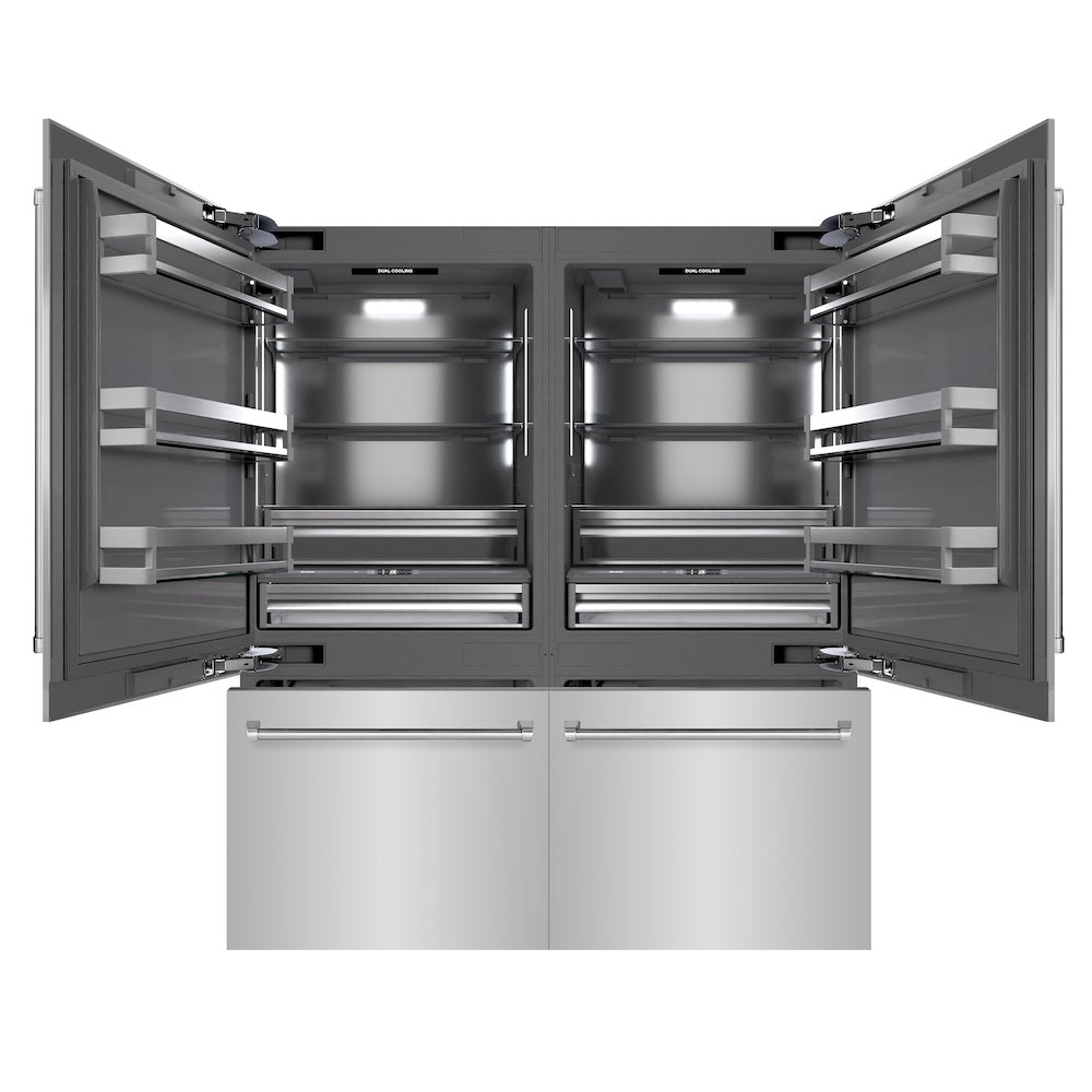 ZLINE 72-Inch Stainless Steel French Door Built-In Refrigerator with Bottom Freezer, 39.6 cu.ft Capacity, Water Dispenser & Ice Maker, Graphite Gray Interior (GRBIT 304 72) - Perfect for Modern Kitchens, Open-Concept Homes & Gourmet Cooking
