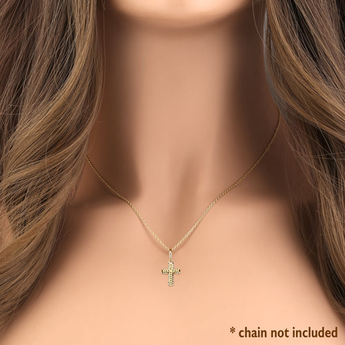14K Solid Yellow Gold Small Heart Cross Pendant Necklace - Elegant Religious Jewelry for Women, Perfect for Gifts, Baptism, Weddings & Everyday Wear