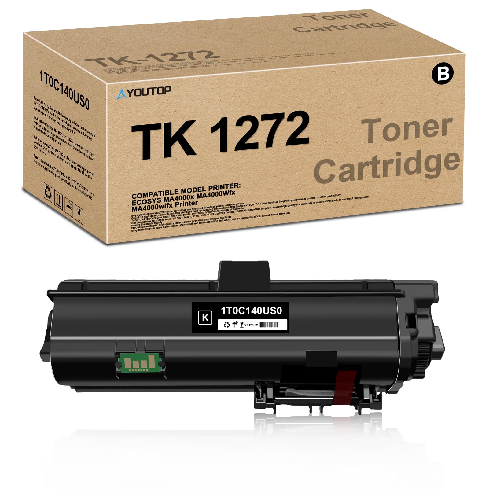 TK-1272 Black Toner Cartridge (1T0C140US0) - Replacement for Kyocera ECOSYS MA4000x/MA4000Wfx/MA4000wifx Laser Printers - High Yield 1-Pack - Perfect for Office & Home Printing Needs
