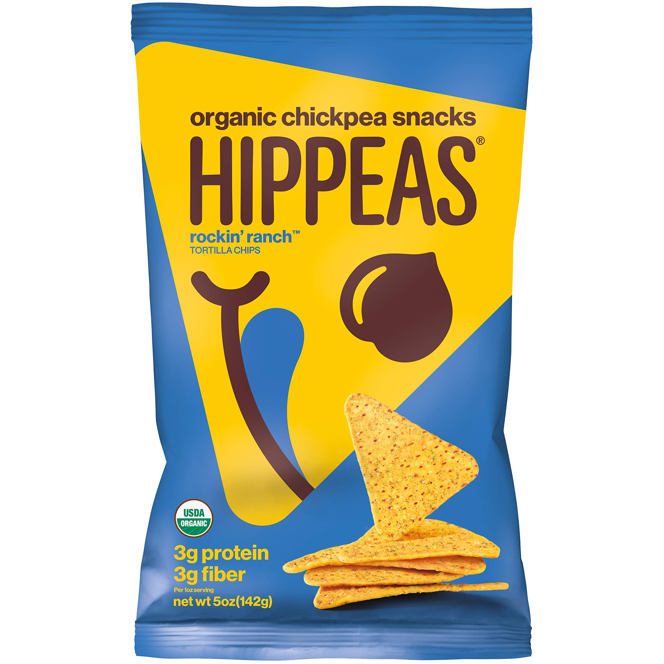 HIPPEAS Organic Chickpea Snacks Rockin’ Ranch Tortilla Chips - Vegan, Gluten-Free, High Protein Crunchy Snack (5 oz) | Healthy Alternative to Potato Chips for Parties, School Lunches & On-the-Go Snacking