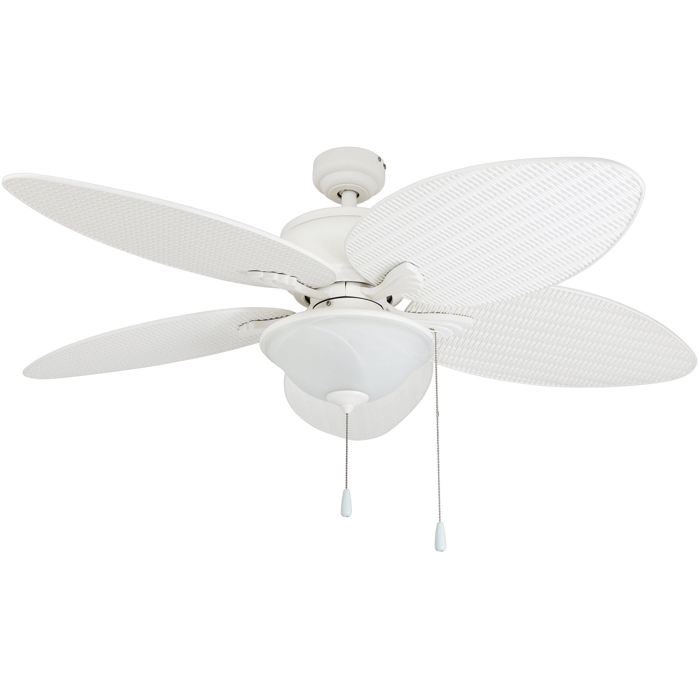 52 Inch Solana White Ceiling Fan with Pull Chain - Indoor/Outdoor Use for Living Room, Bedroom, Patio & Covered Porch