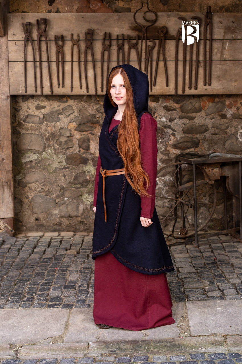 Myrana Dark Blue Wool Wrap Dress for Women - Elegant & Comfortable Winter Outfit for Office, Party & Date Night