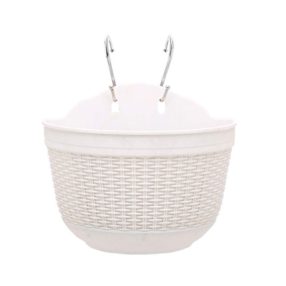 YOZUMD White Rattan Wicker Wall Hanging Planter Basket - Decorative Flower Pot for Indoor/Outdoor Plants, Balcony Garden Decor, Boho Home & Patio Hanging Planter (Perfect for Succulents, Herbs & Small Flowers)