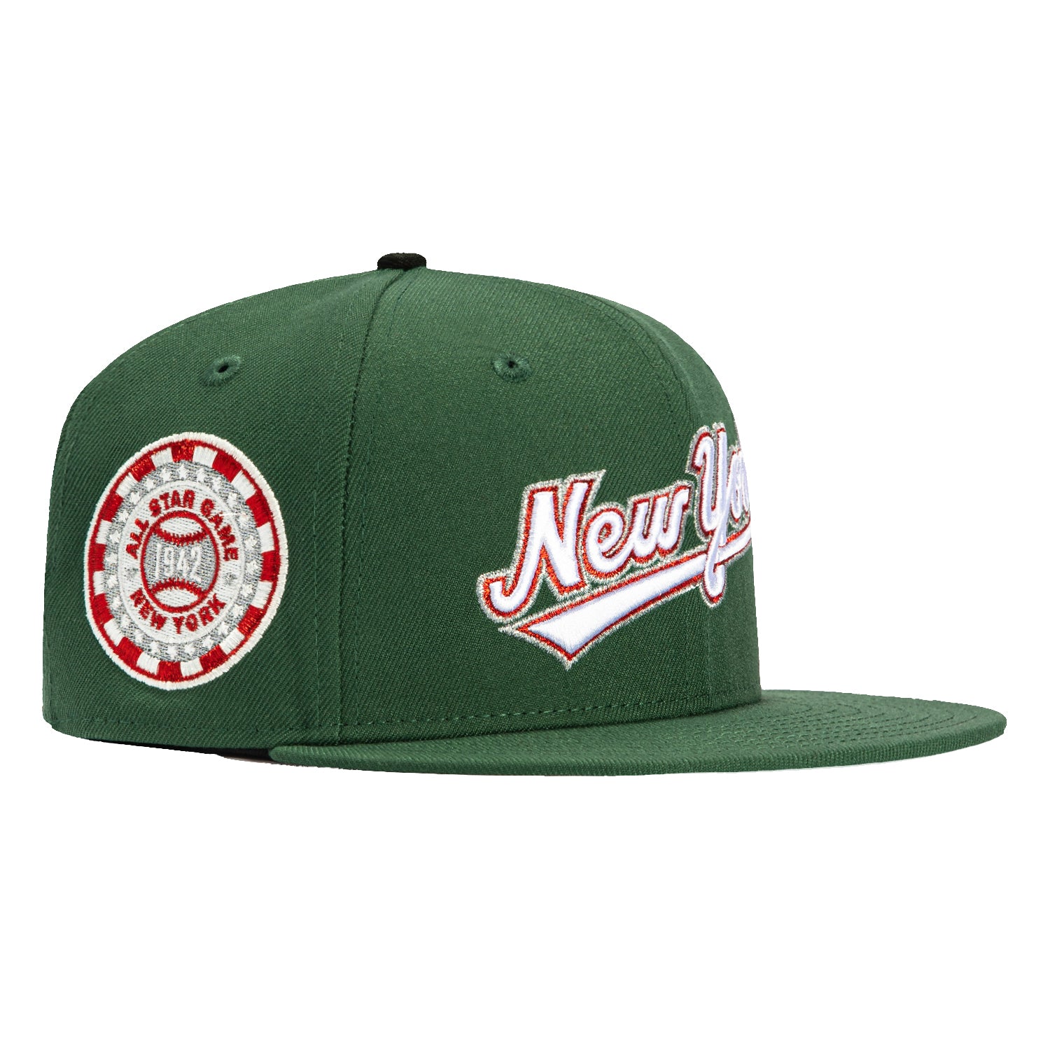 New Era 59Fifty New York Mets 1942 All Star Game Patch Script Hat - Green Baseball Cap for Men & Women - Perfect for MLB Games, Sports Events & Streetwear Fashion