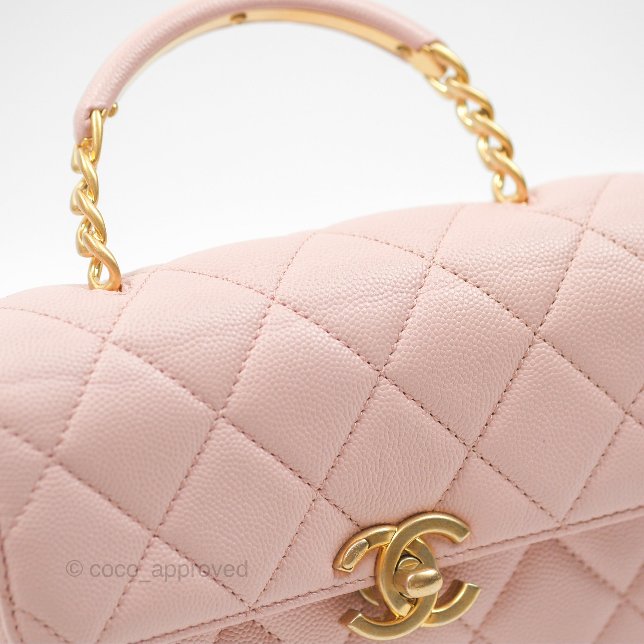 Chanel Carry Me Top Handle Flap Bag Pink Caviar Leather with Aged Gold Hardware - Perfect for Date Night & Special Occasions