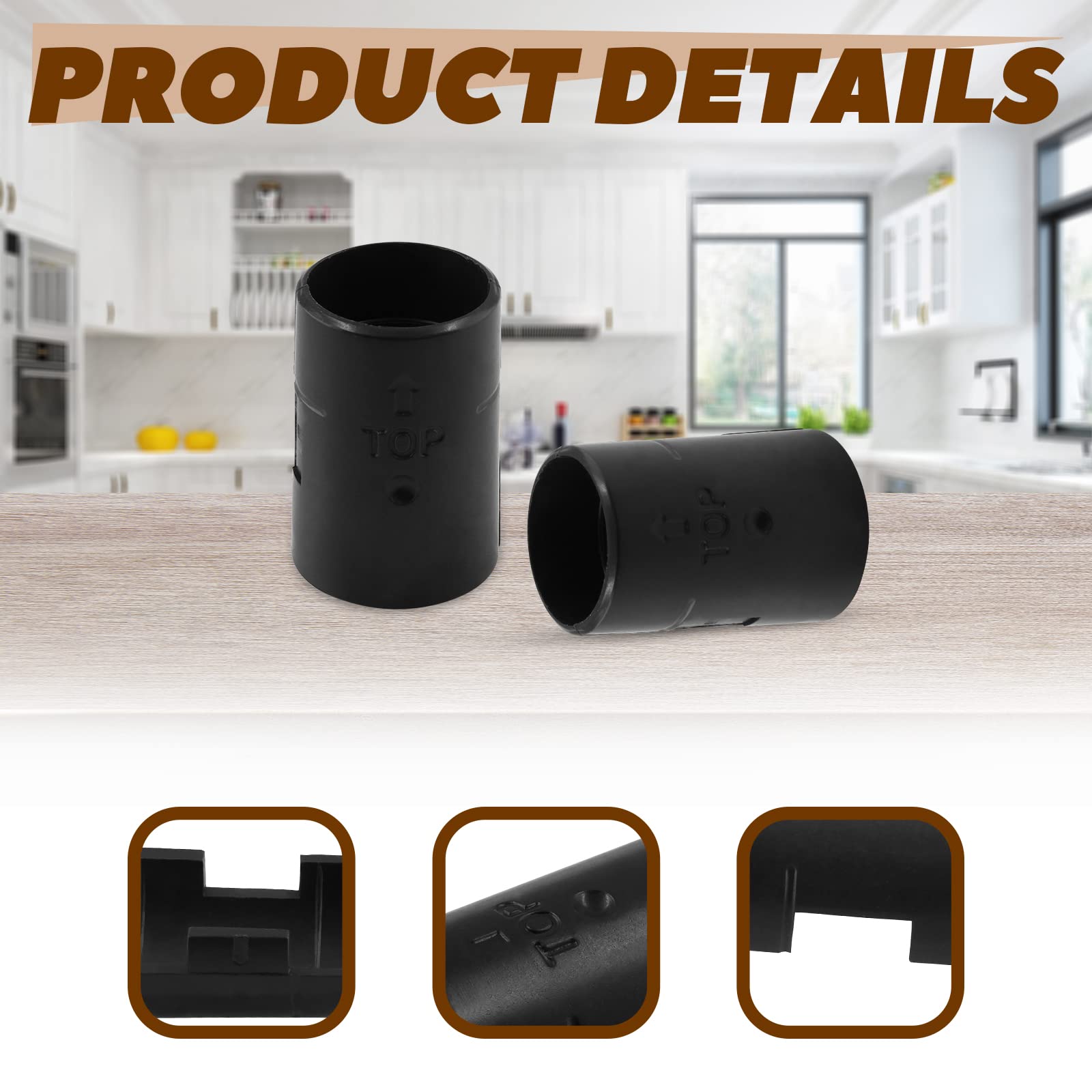 50 Pack 1 Inch Black Plastic Wire Shelving Shelf Lock Clips - Replacement Sleeve Clips for Metal, Wood, and Wire Shelving Poles (25 Pairs) - Perfect for Garage Storage, Closet Organization, and Retail Display Racks
