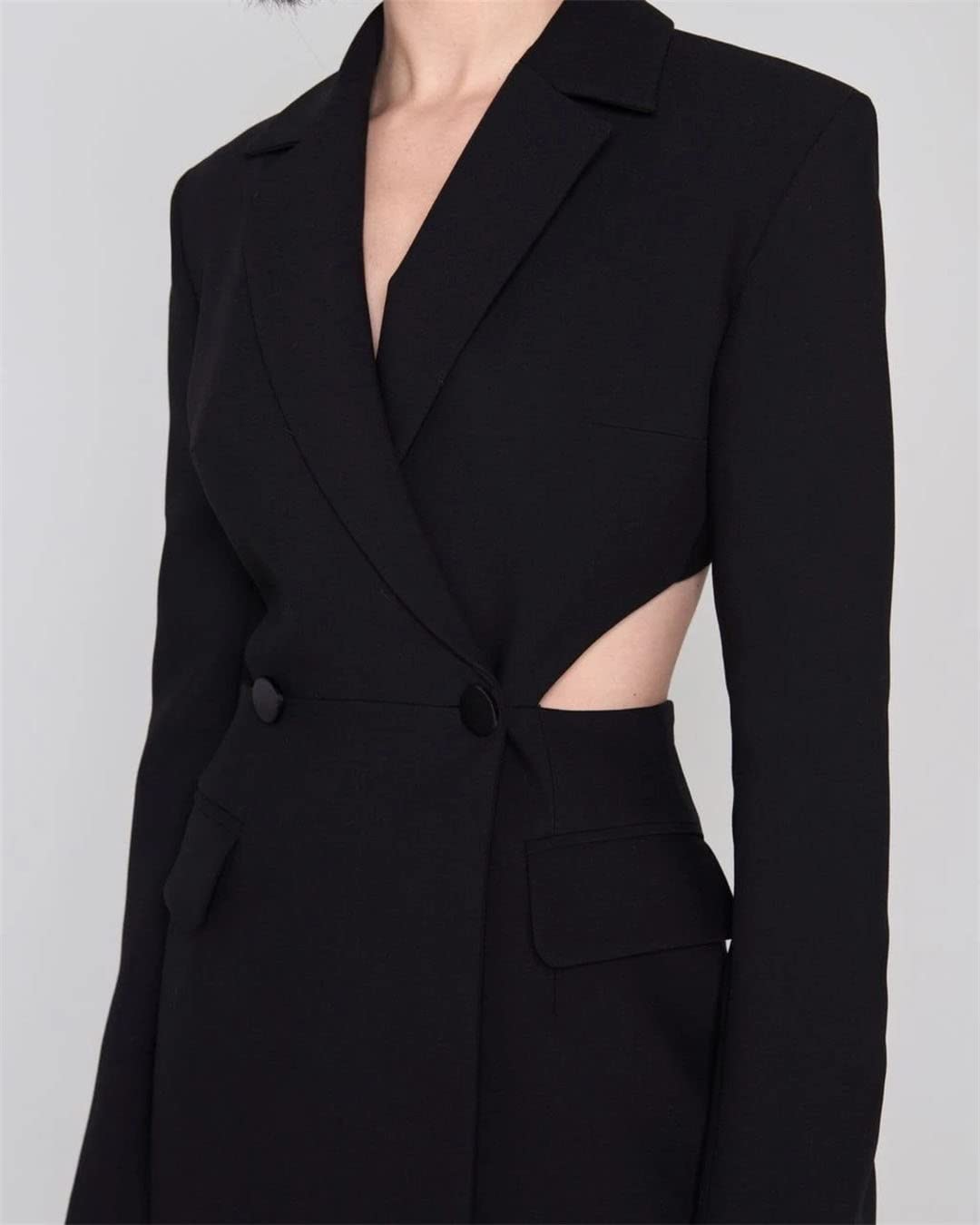 Women's Blazer Dress - Sexy Formal Long Sleeve Notched Lapel Jacket for Office Work & Casual Wear | Perfect for Business Meetings, Date Nights & Professional Outfits