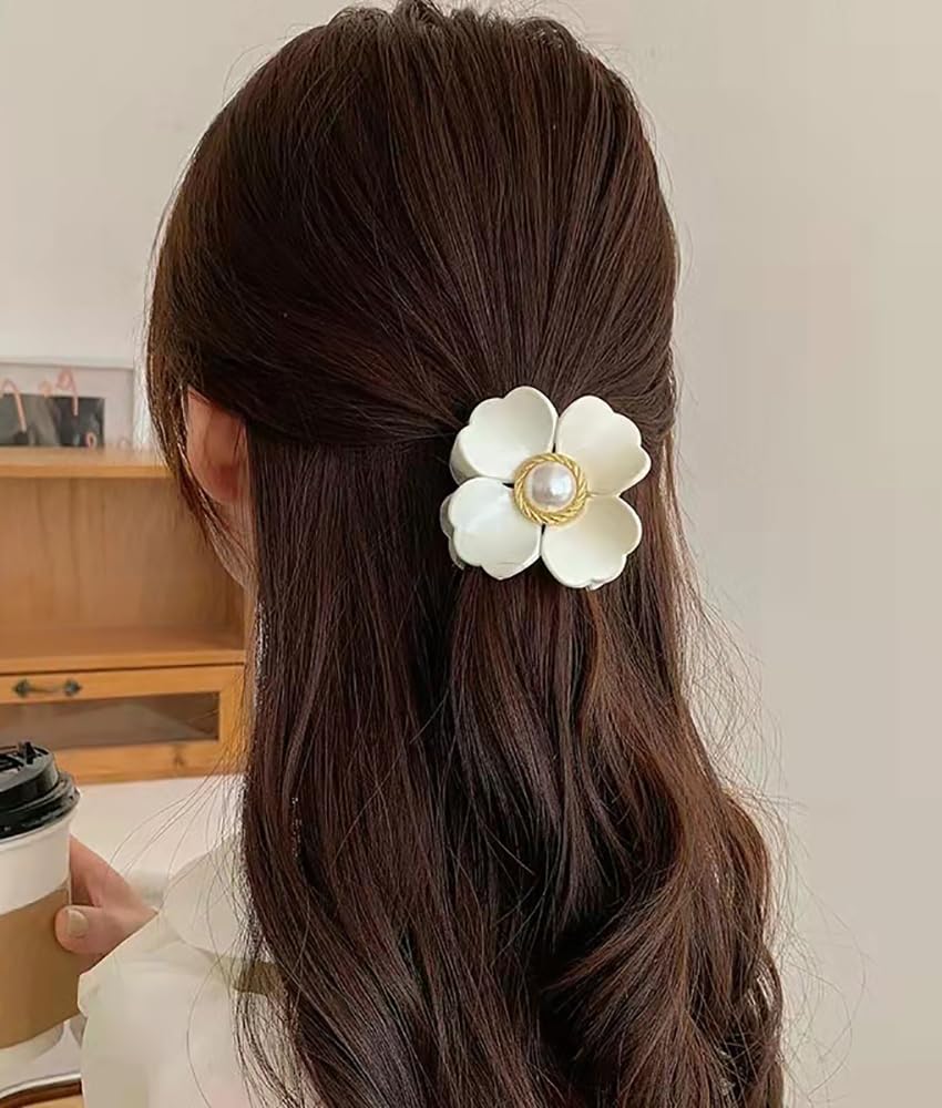 5 Pack Medium Hair Claw Clips (2.4 Inch) - Small Hair Clips for Ponytails, Cute Floral Design Hair Accessories for Women & Girls - Perfect for School, Work, Parties and Everyday Styling