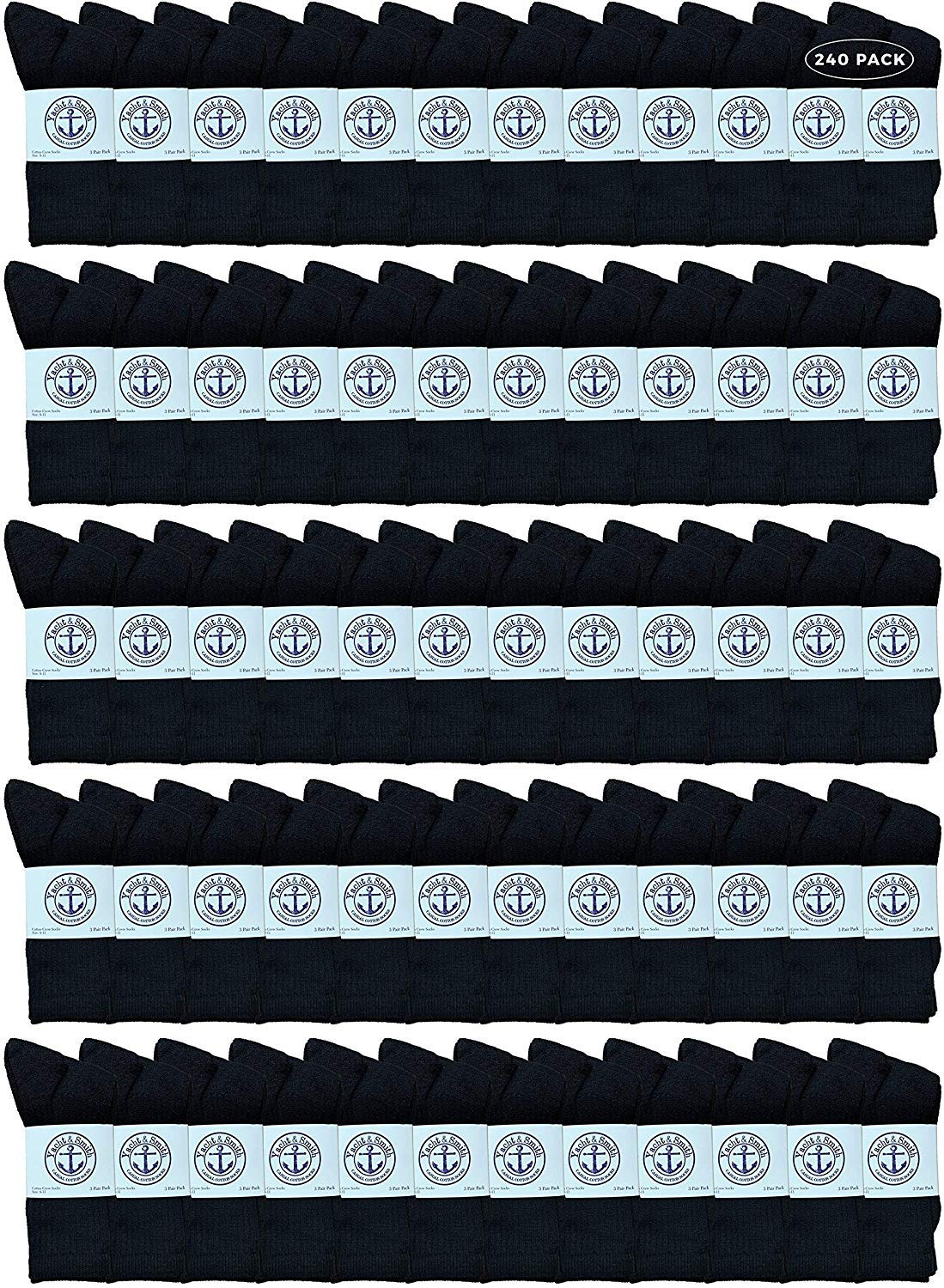 240 Pairs Bulk Wholesale Women's Cotton Crew Socks - Athletic Sports Socks Size 9-11 for Running, Yoga & Daily Wear