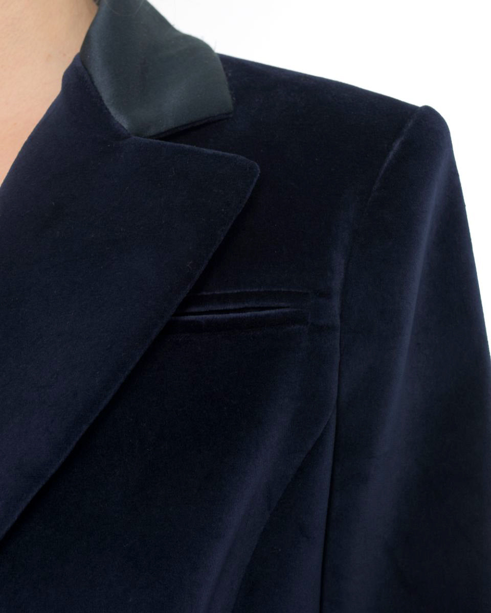 Altuzzara Acacia Navy Velvet Tuxedo Blazer Jacket for Women - Elegant Formal Wear for Weddings, Parties & Business Events