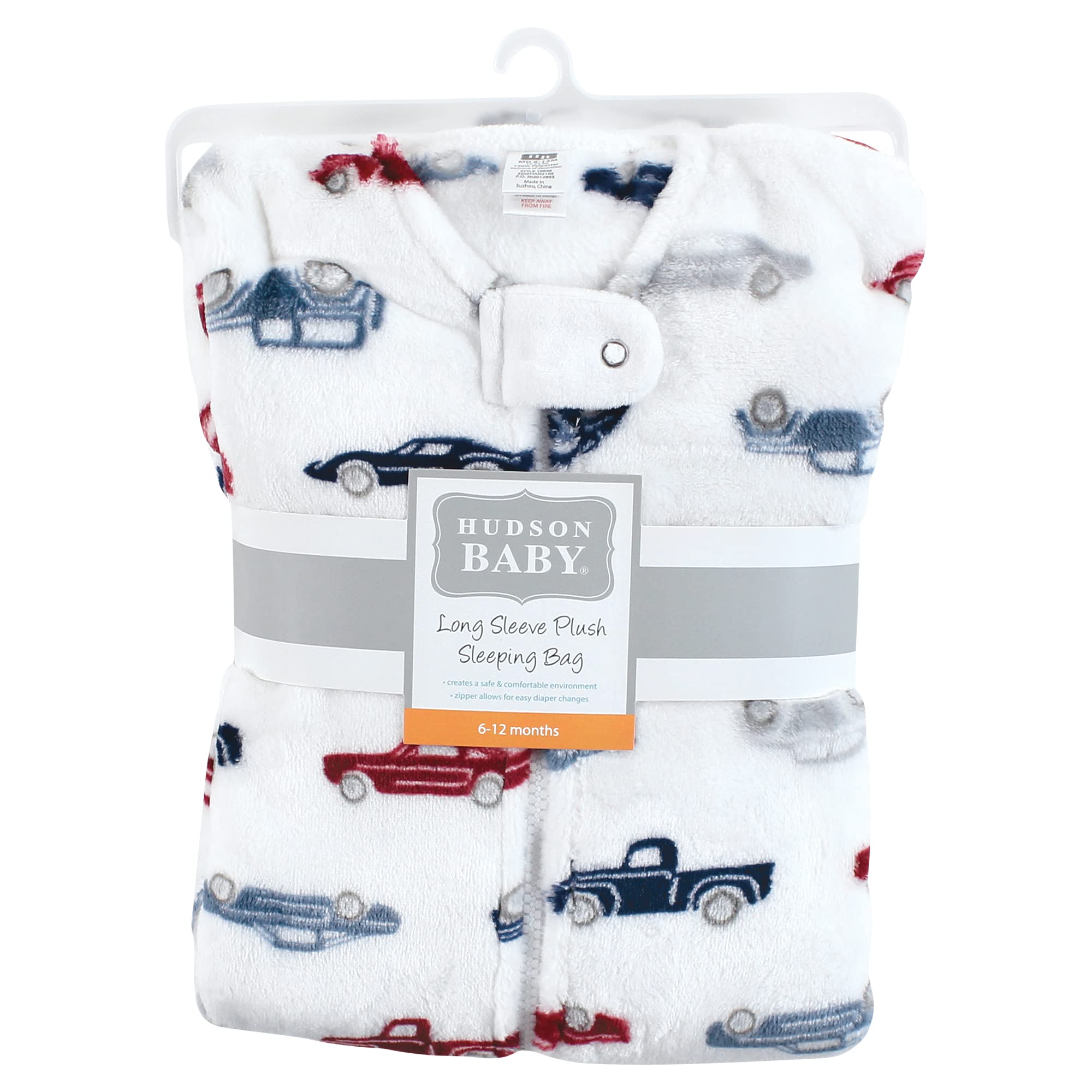 Hudson Baby Unisex Plush Sleeping Bag Sack Blanket - Cars Design for 18-24 Months | Soft & Cozy Baby Wearable Blanket for Nursery, Daycare & Travel
