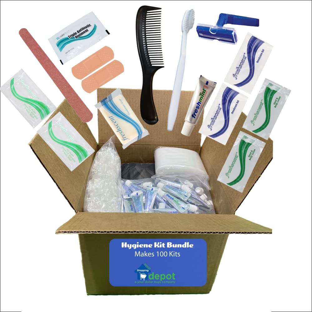 15-Piece Hygiene Kit Bundle - Supplies to Make 100 Kits | Travel, Emergency Preparedness & Care Packages
