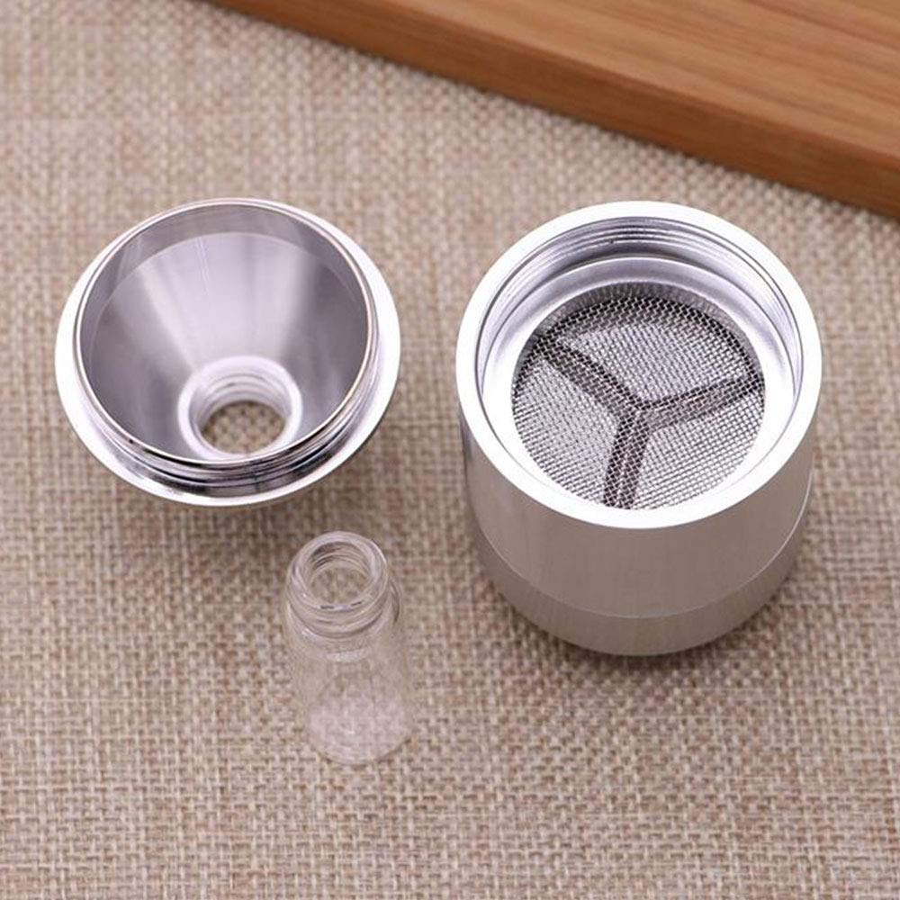 Premium Stainless Steel Hand Crank Spice Grinder with Glass Bottle & Funnel - Fine Powder Mill for Herbs, Tea, Coffee, Seasonings - Perfect for Kitchen, Camping, Travel & DIY Spice Blends