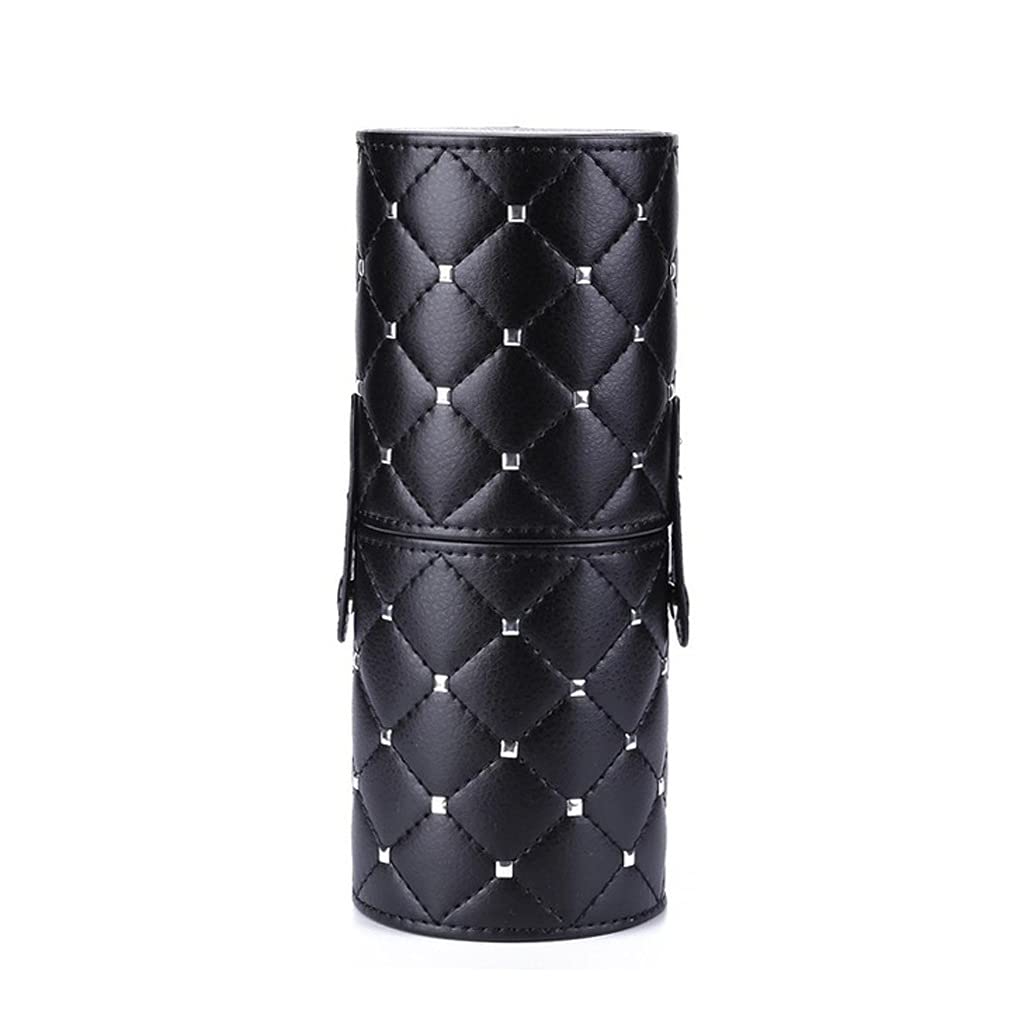 Premium PU Leather Travel Makeup Brush Organizer - Portable Cosmetic Brush Holder Case with Pen Storage for Makeup Tools (Black) | Perfect for Travel, Home & Salon Use