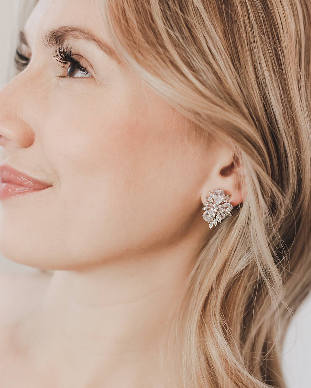 Ellen Sterling Silver CZ Cluster Stud Earrings for Women - Elegant Cubic Zirconia Earrings for Daily Wear, Parties & Gifts