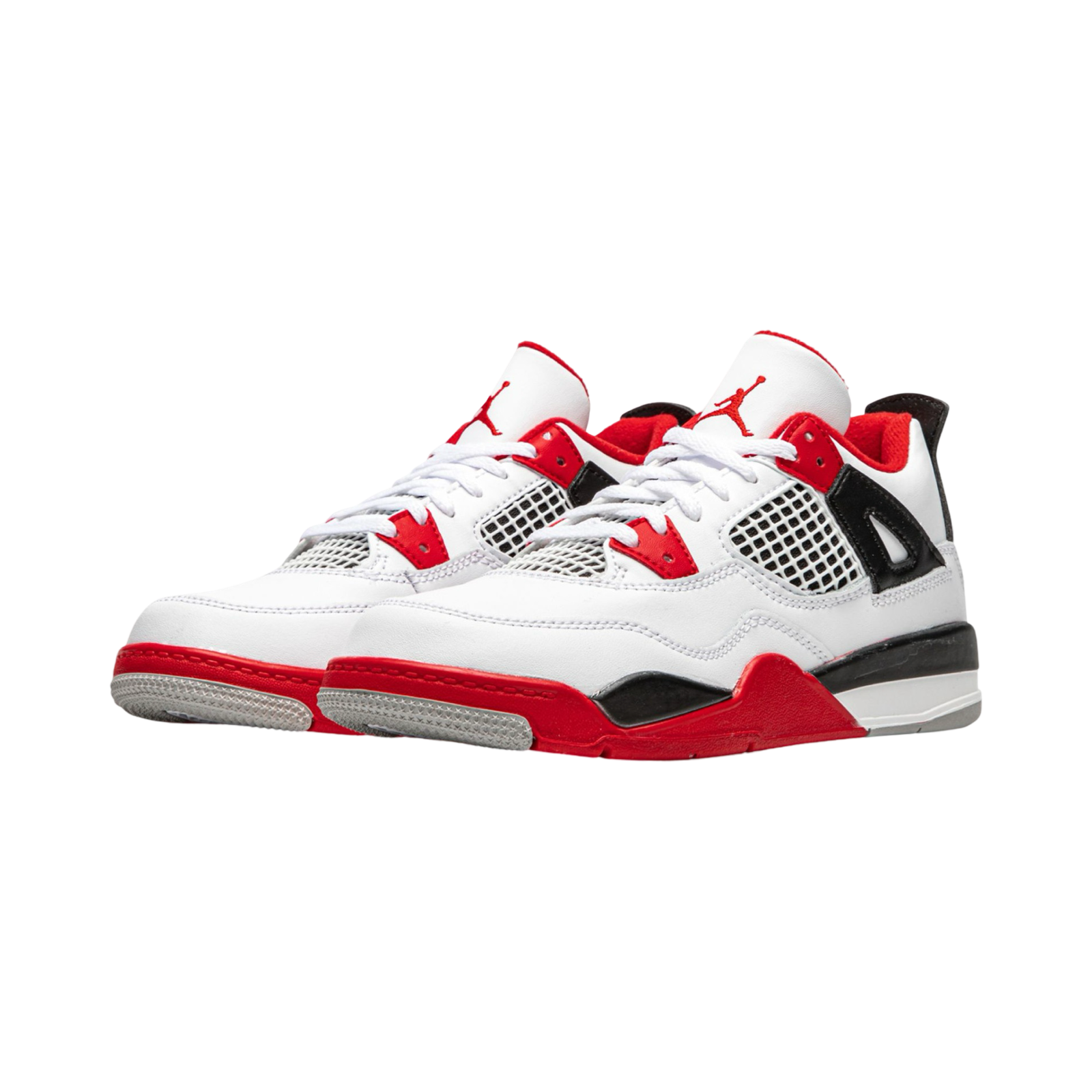 Air Jordan 4 Retro Fire Red (2020) PS Kids' Basketball Shoes - White/Black/Tech Grey/Fire Red Size 11C - Perfect for School, Sports & Casual Wear