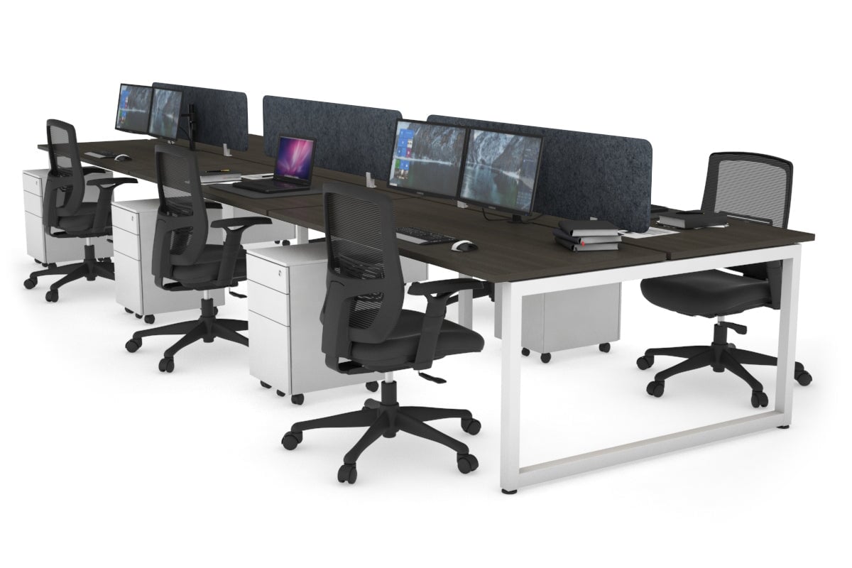 Quadro Loop Legs 6-Person Office Workstation Desk [1800L x 700W] - Modern Collaborative Workspace Solution for Team Projects & Open Office Layouts